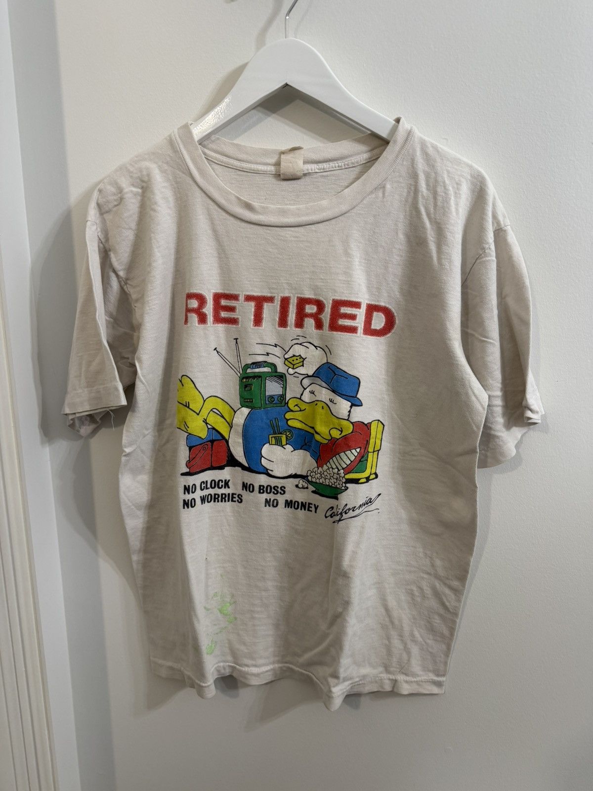 Vintage Retired No Clock No Worries Cartoon Tee Hoodie, Sweatshirt | PodTeesHub.com