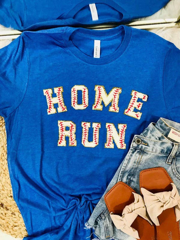 Home Run Baseball Chenille Patch Tee Hoodie, Sweatshirt | PodTeesHub.com