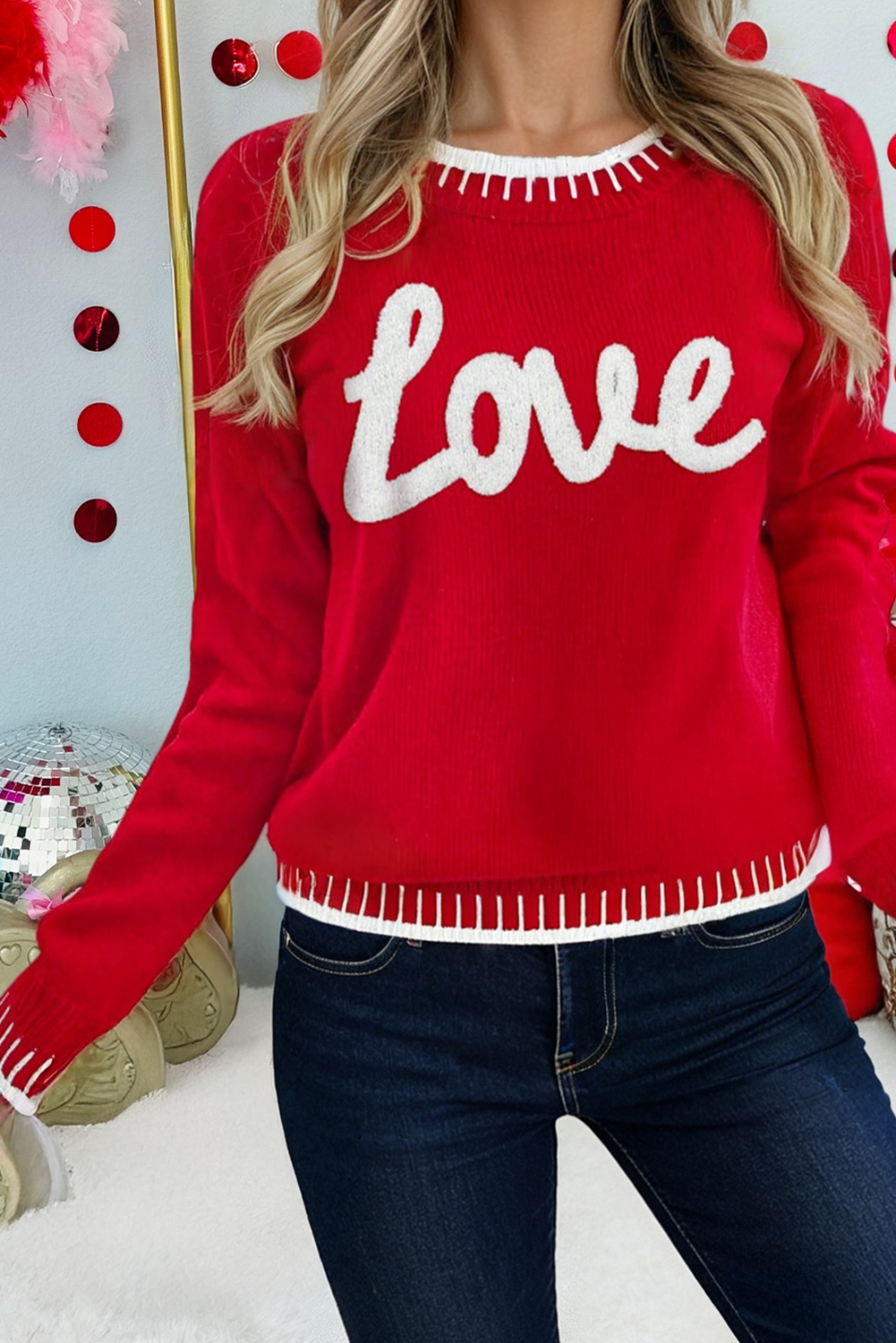 Valentine Love Chenille Letter Graphic Sweater (S-L) T-Shirts, Hoodie, Sweatshirt | PodTeesHub.com