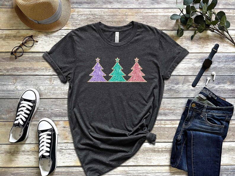 Christmas Tree T-Shirt, Santa Vibes Shirt Hoodie, Sweatshirt | PodTeesHub.com