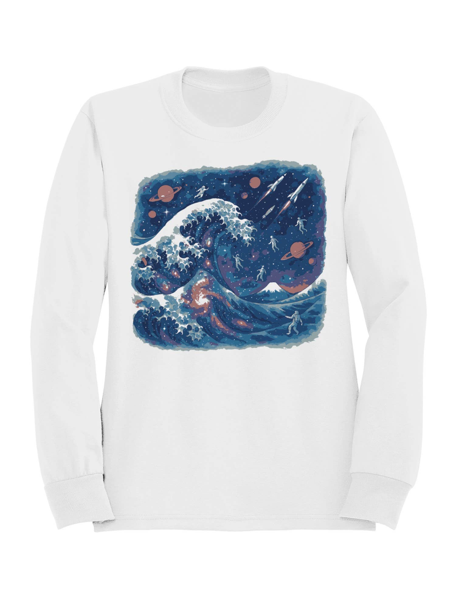 Cosmic Wave Odyssey: Astronauts and Planets Men's Sweatshirt T-Shirts, Hoodie | PodTeesHub.com