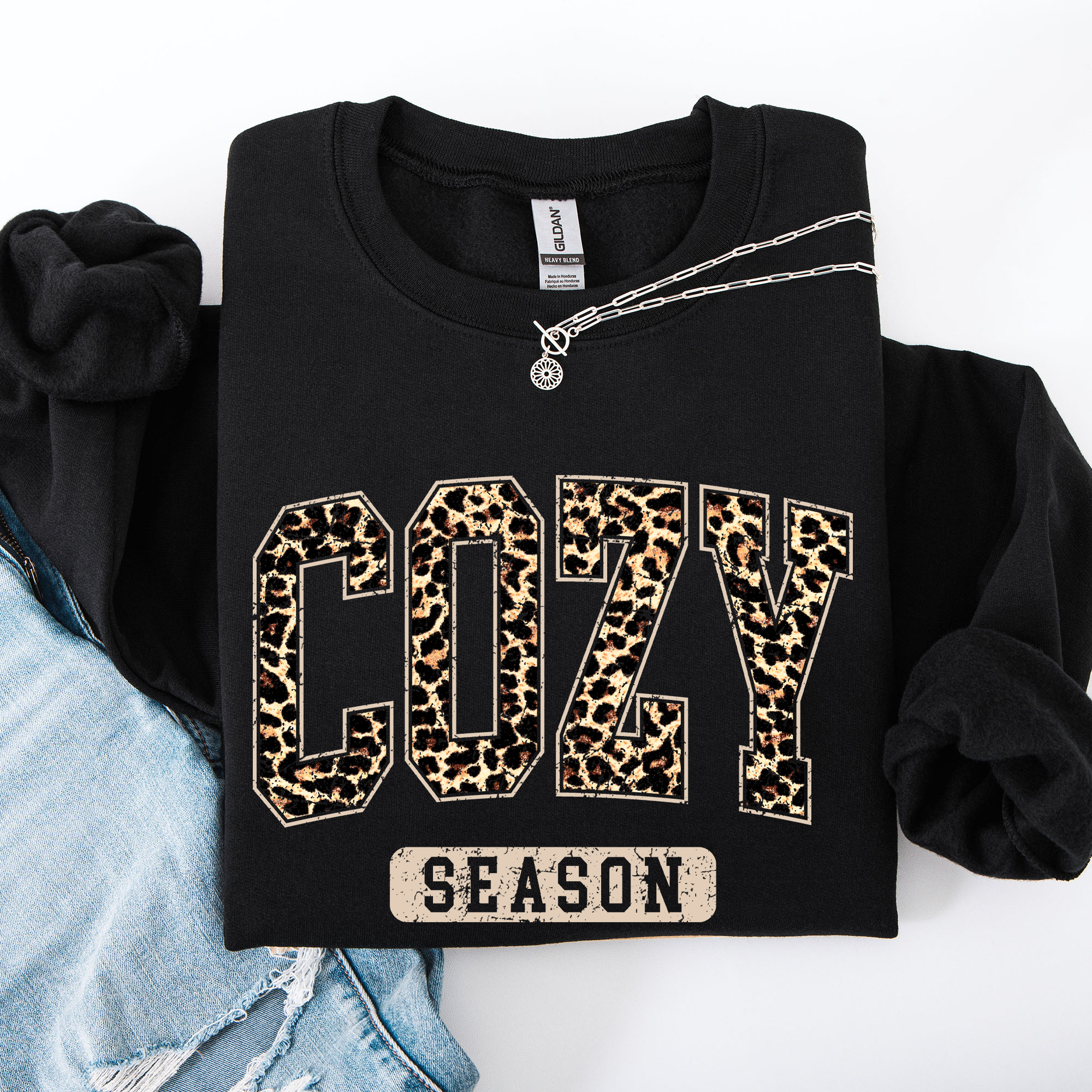 Cozy Season, Leopard Print, Halloween Autumn Fall Sweatshirt T-Shirts, Hoodie | PodTeesHub.com