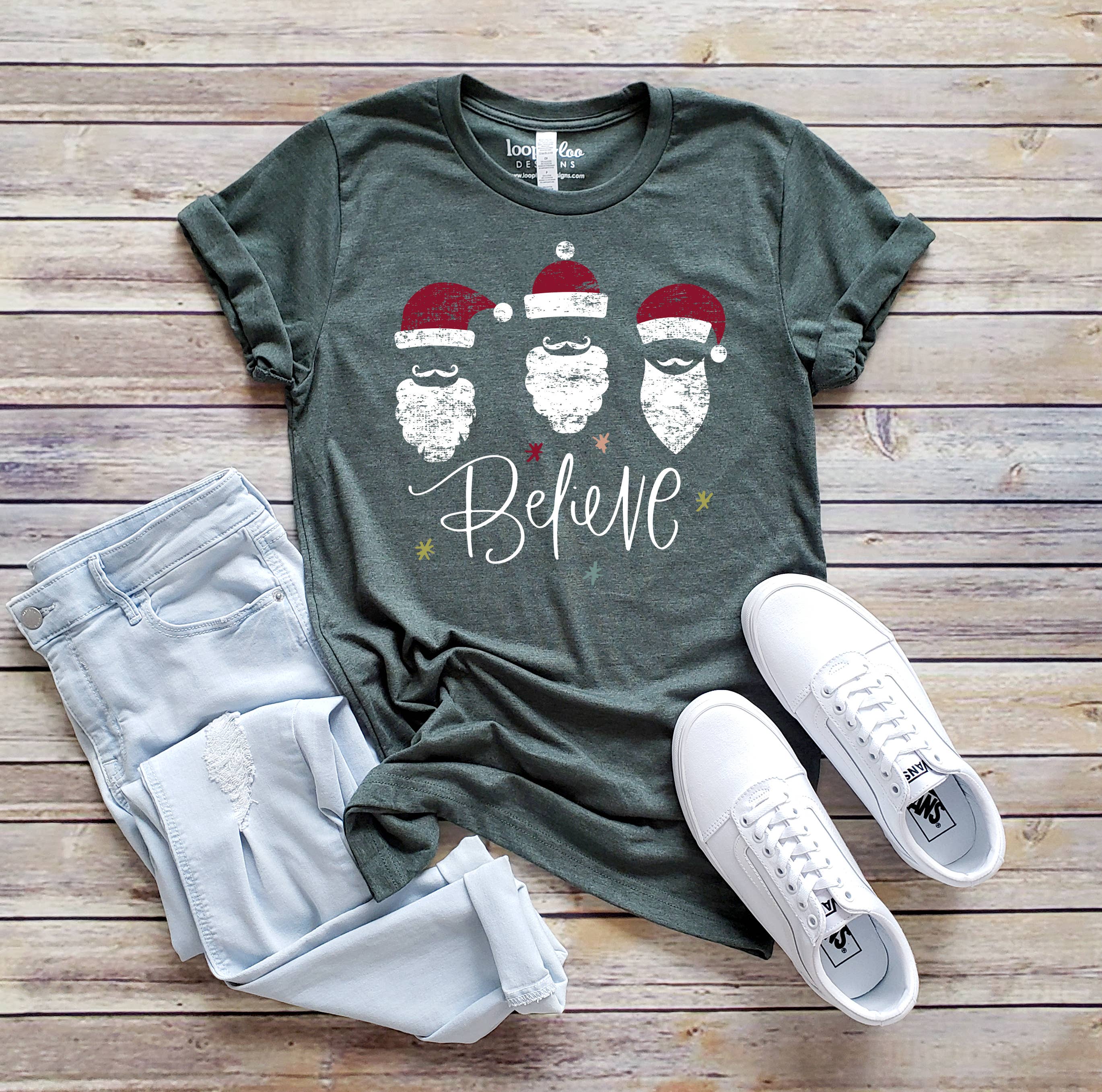 Believe Santas Tee | Christmas | Sizes XS-2XL Hoodie, Sweatshirt | PodTeesHub.com