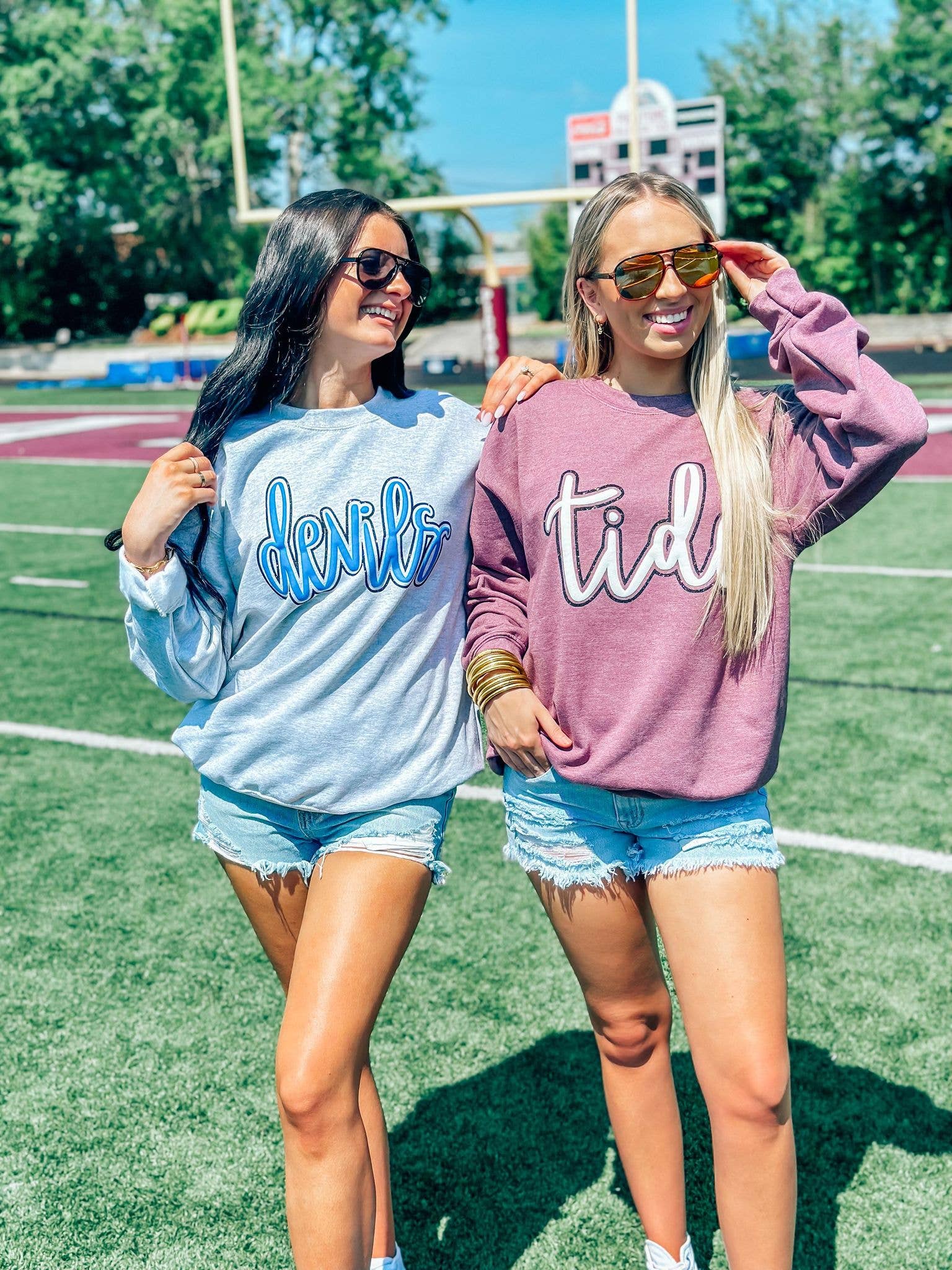 Custom Mascot Cursive Puff/ Glitter Combo Sweatshirt T-Shirts, Hoodie | PodTeesHub.com