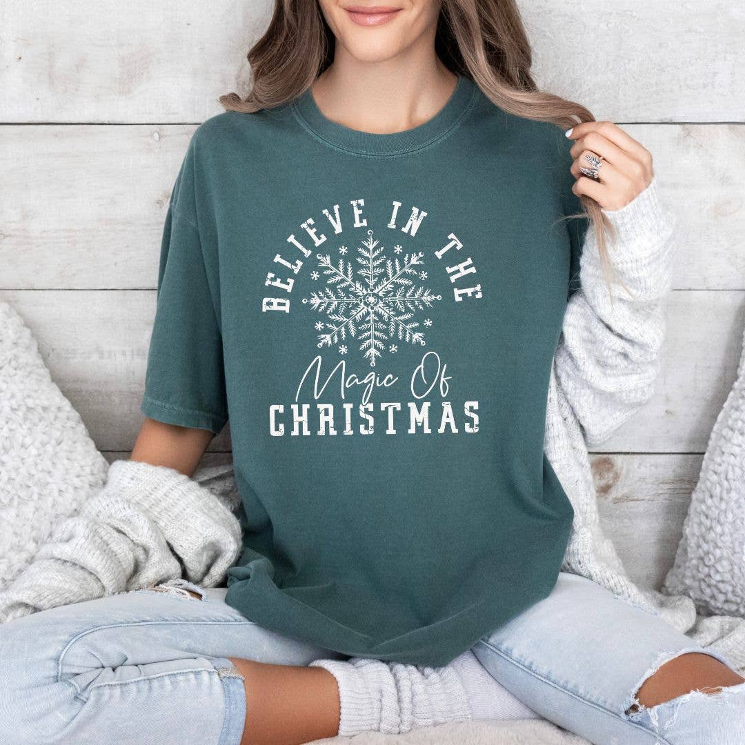 Believe in the Magic of Christmas Graphic Tee - Christmas Hoodie, Sweatshirt | PodTeesHub.com