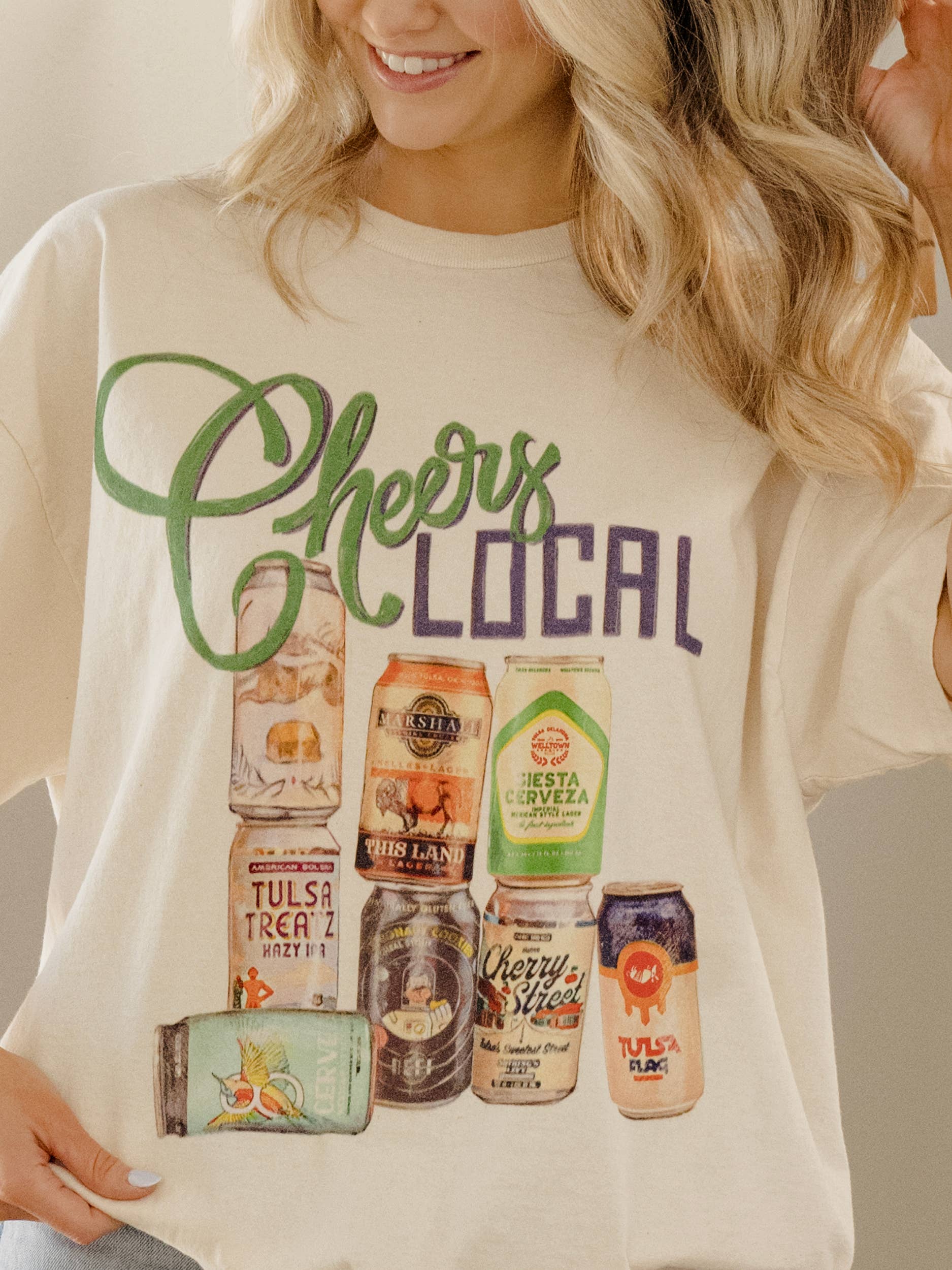 Cheers Local Brew Off White Thrifted Graphic Tee Hoodie, Sweatshirt | PodTeesHub.com