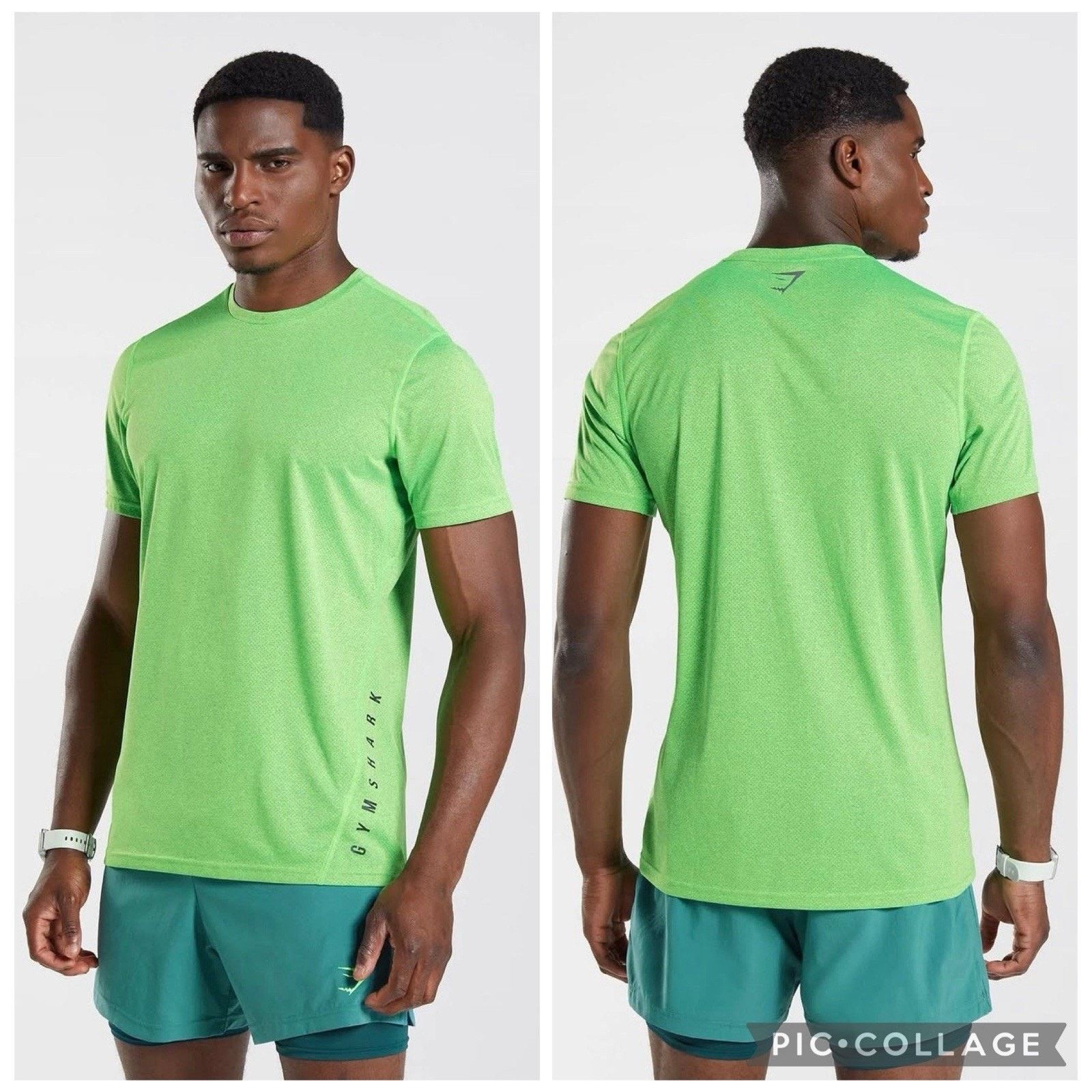 Gymshark Sport Tee Slim Fit Bright Green Textured Mens Small Hoodie, Sweatshirt | PodTeesHub.com