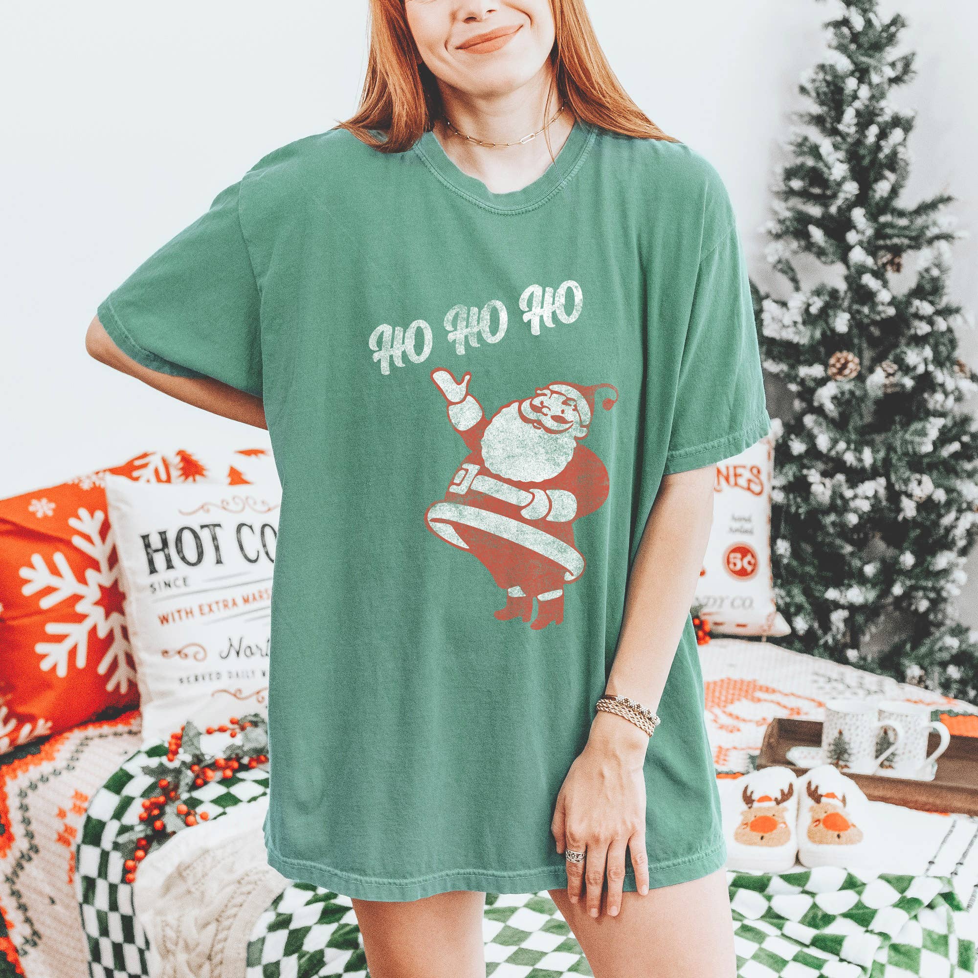Retro Santa Ho Ho Ho Comfort Colors Christmas T-Shirt Hoodie, Sweatshirt | PodTeesHub.com