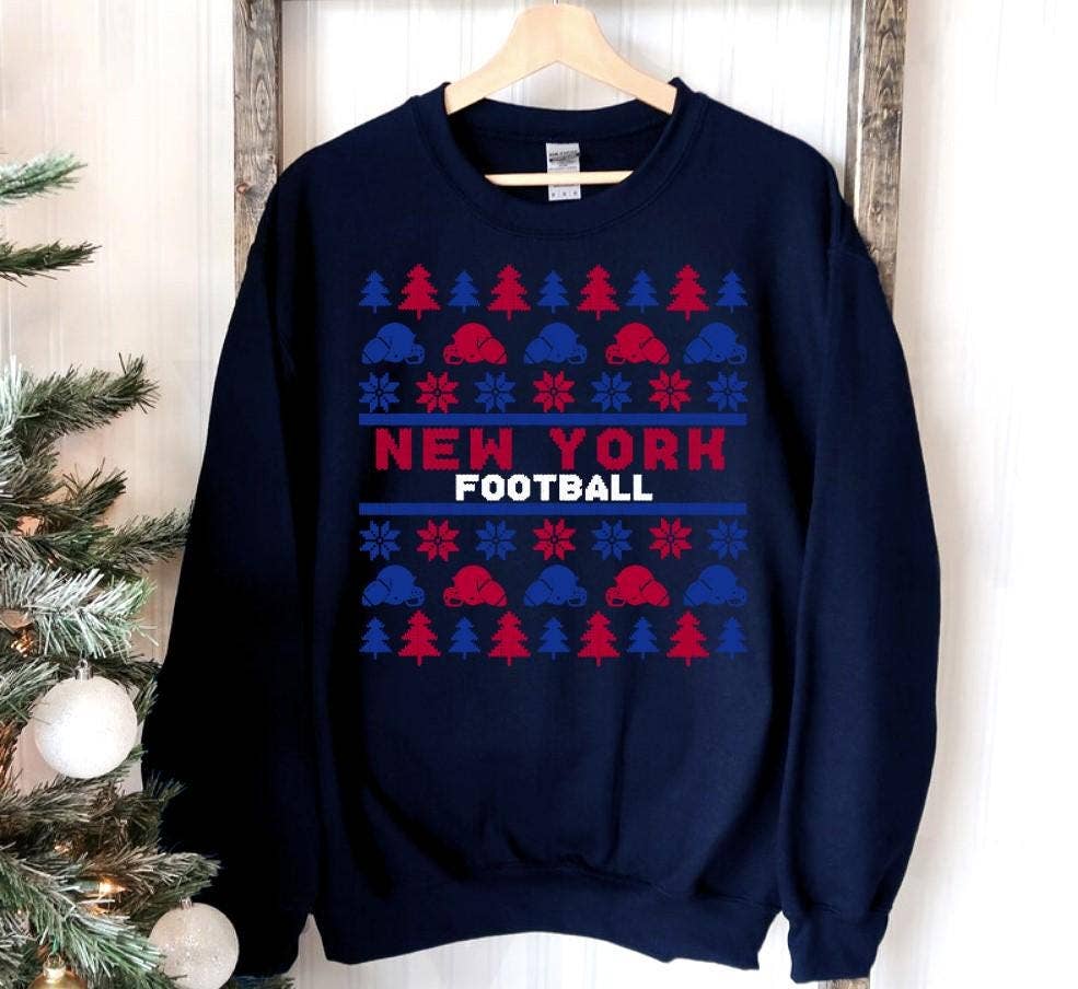 New York Football Ugly Pattern Christmas Unisex Sweatshirt T-Shirts, Hoodie | PodTeesHub.com