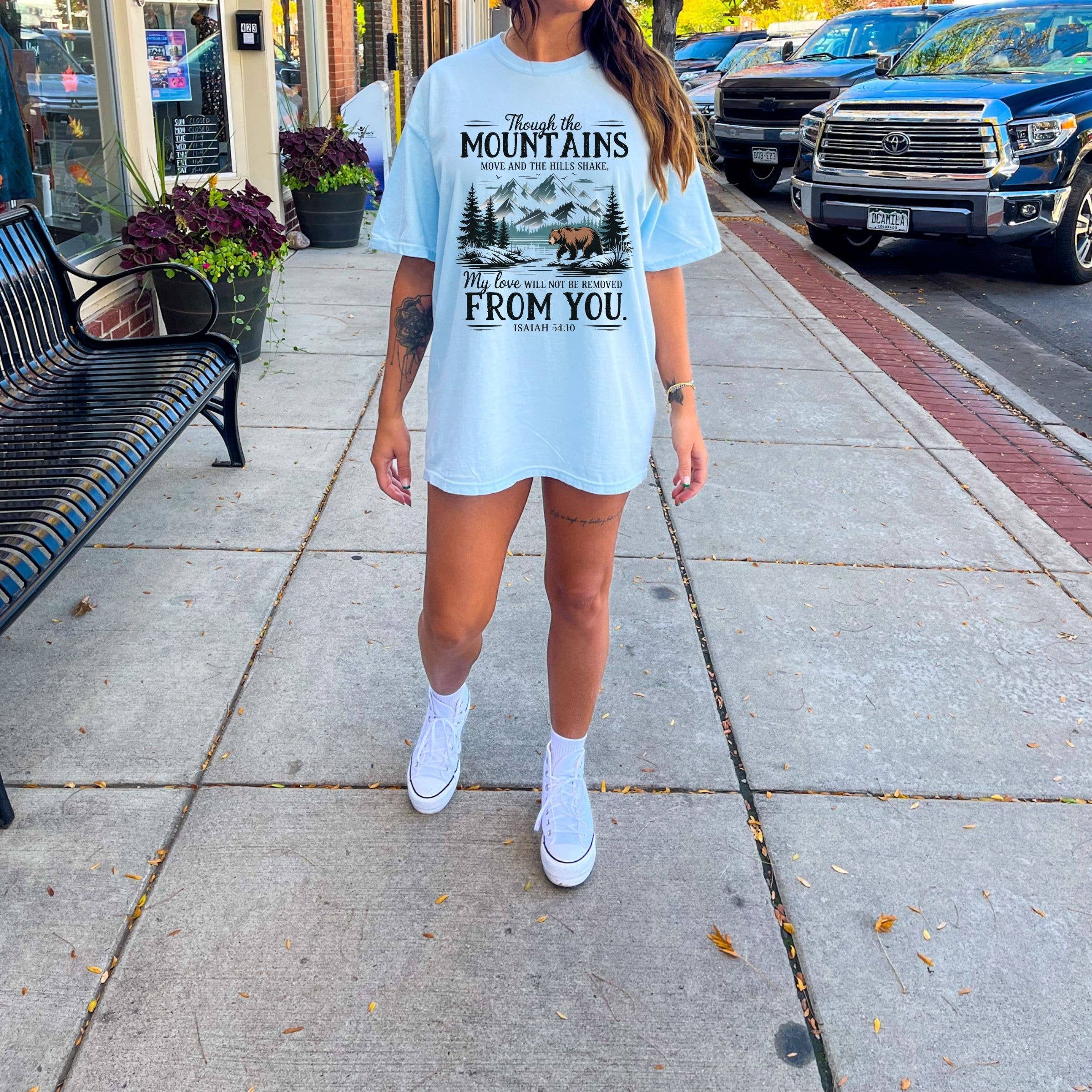 Though the Mountains Move Christian Spring Graphic Tee Hoodie, Sweatshirt | PodTeesHub.com