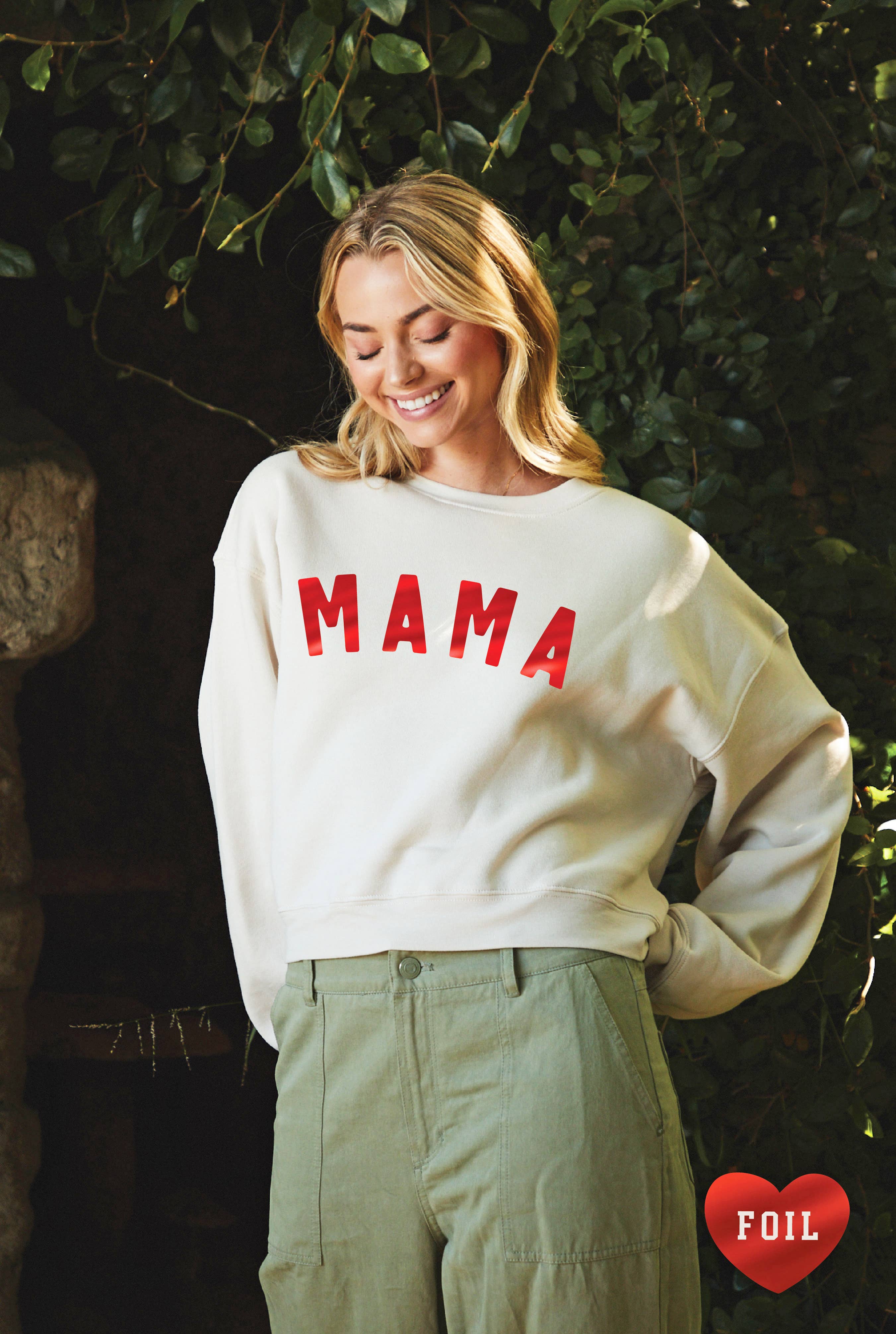 Mama Foil Mid Cropped Graphic Sweatshirt T-Shirts, Hoodie | PodTeesHub.com