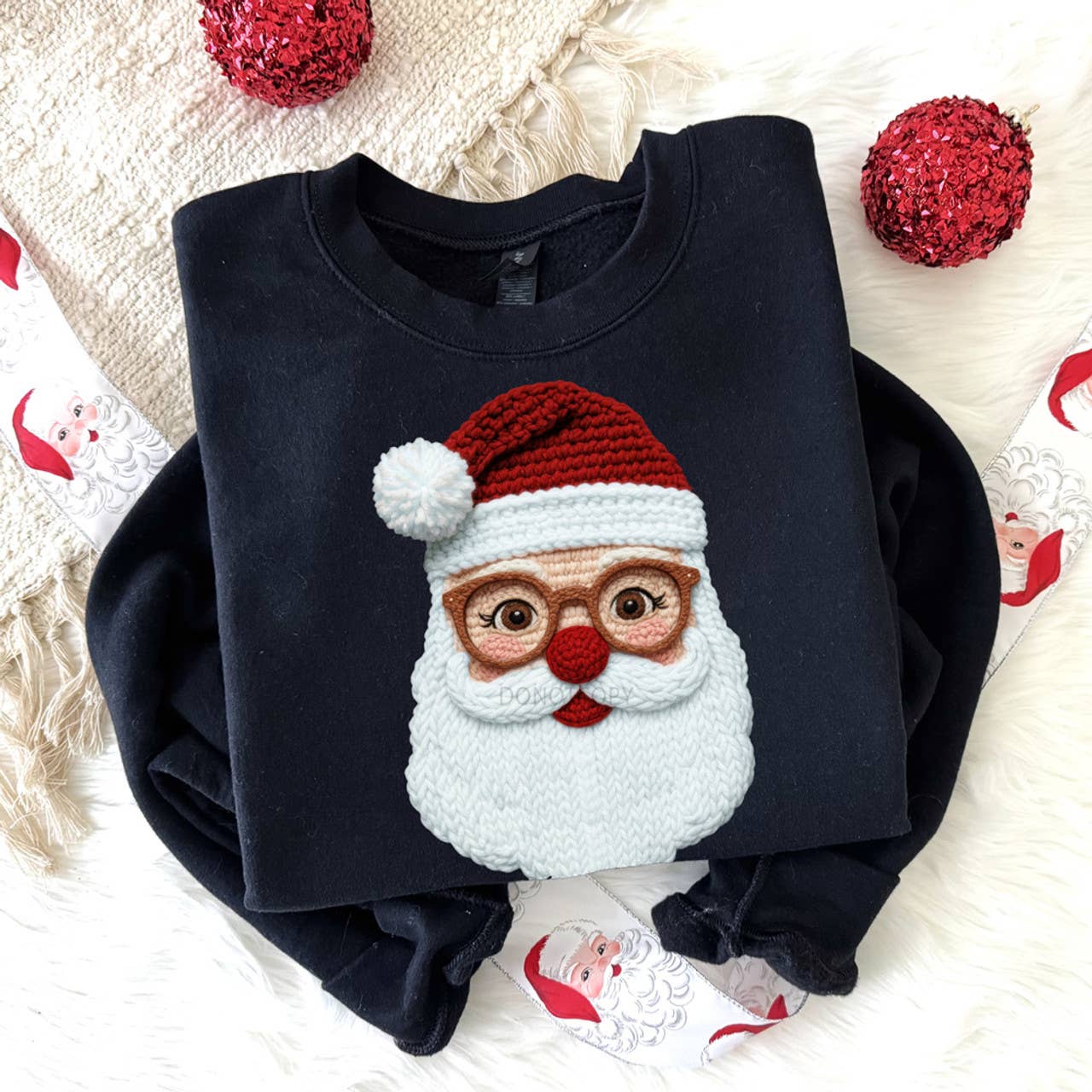 Faux Yarn Cheerful Santa Sweatshirt T-Shirts, Hoodie | PodTeesHub.com