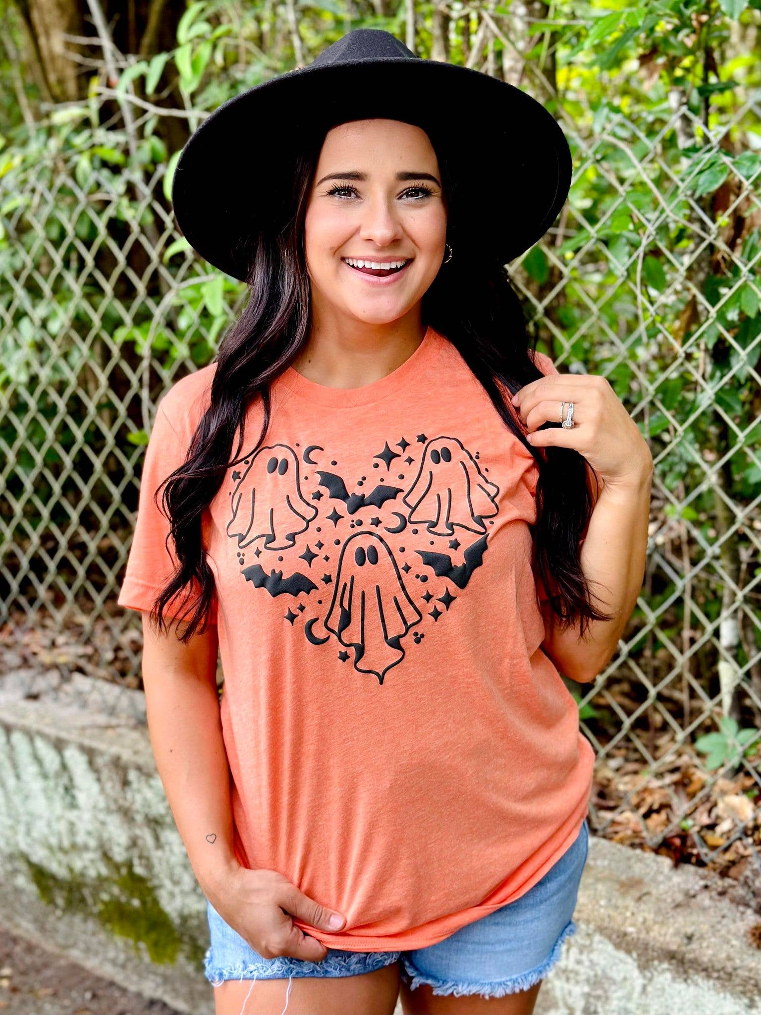 Spooky Halloween Ghost Heart Puff Tee Hoodie, Sweatshirt | PodTeesHub.com