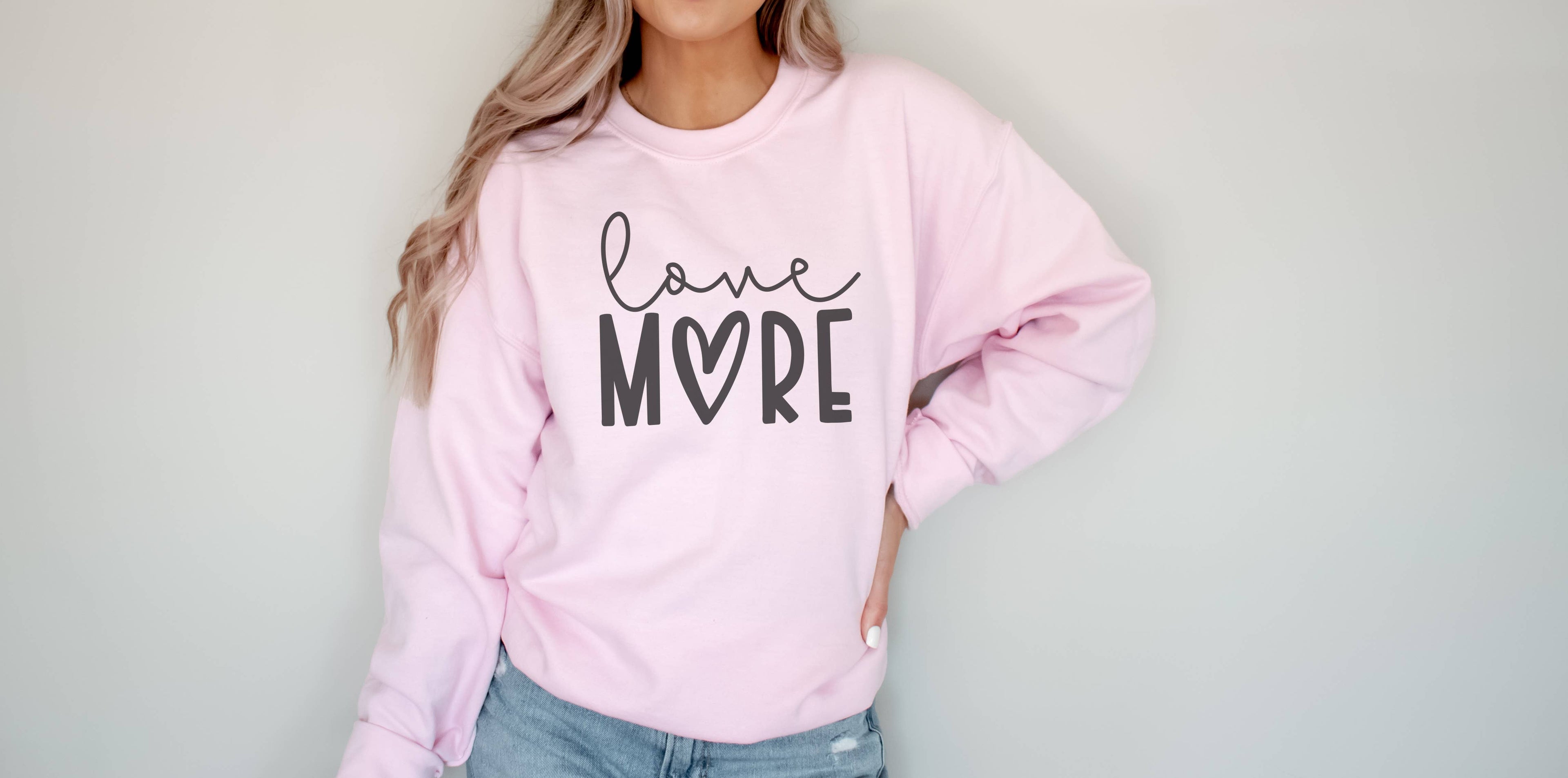 Love More Heart Crew Neck Sweatshirt T-Shirts, Hoodie | PodTeesHub.com