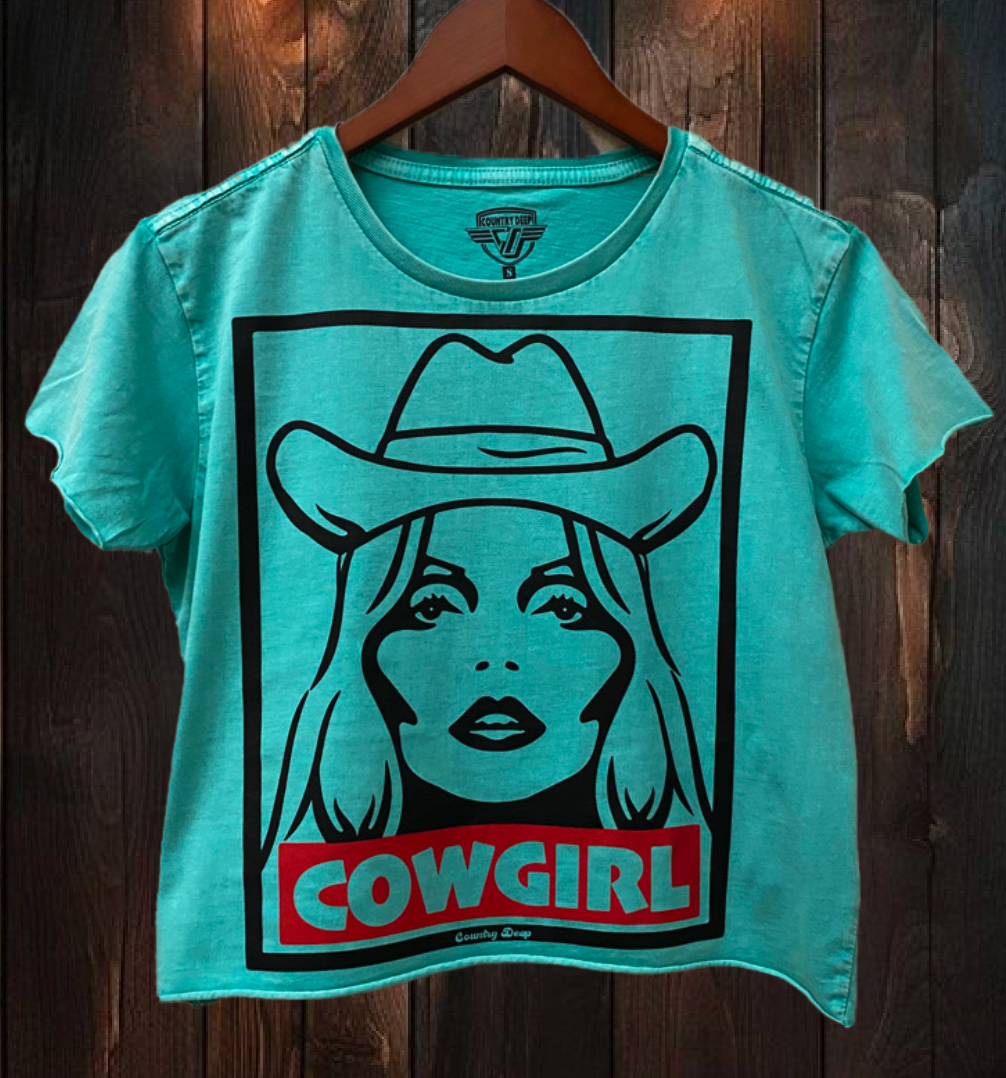 Cowgirl Regular Cropped Acid Wash T-Shirt Hoodie, Sweatshirt | PodTeesHub.com