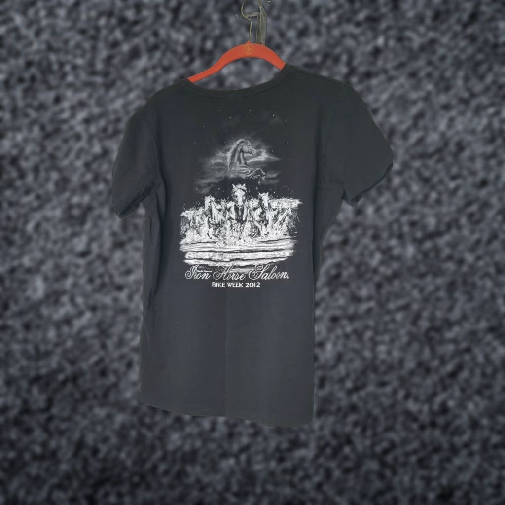 Etro Retro Womens M Iron Horse Saloon Bike Week 2012 Doubled Sided T Shirt Hoodie, Sweatshirt | PodTeesHub.com