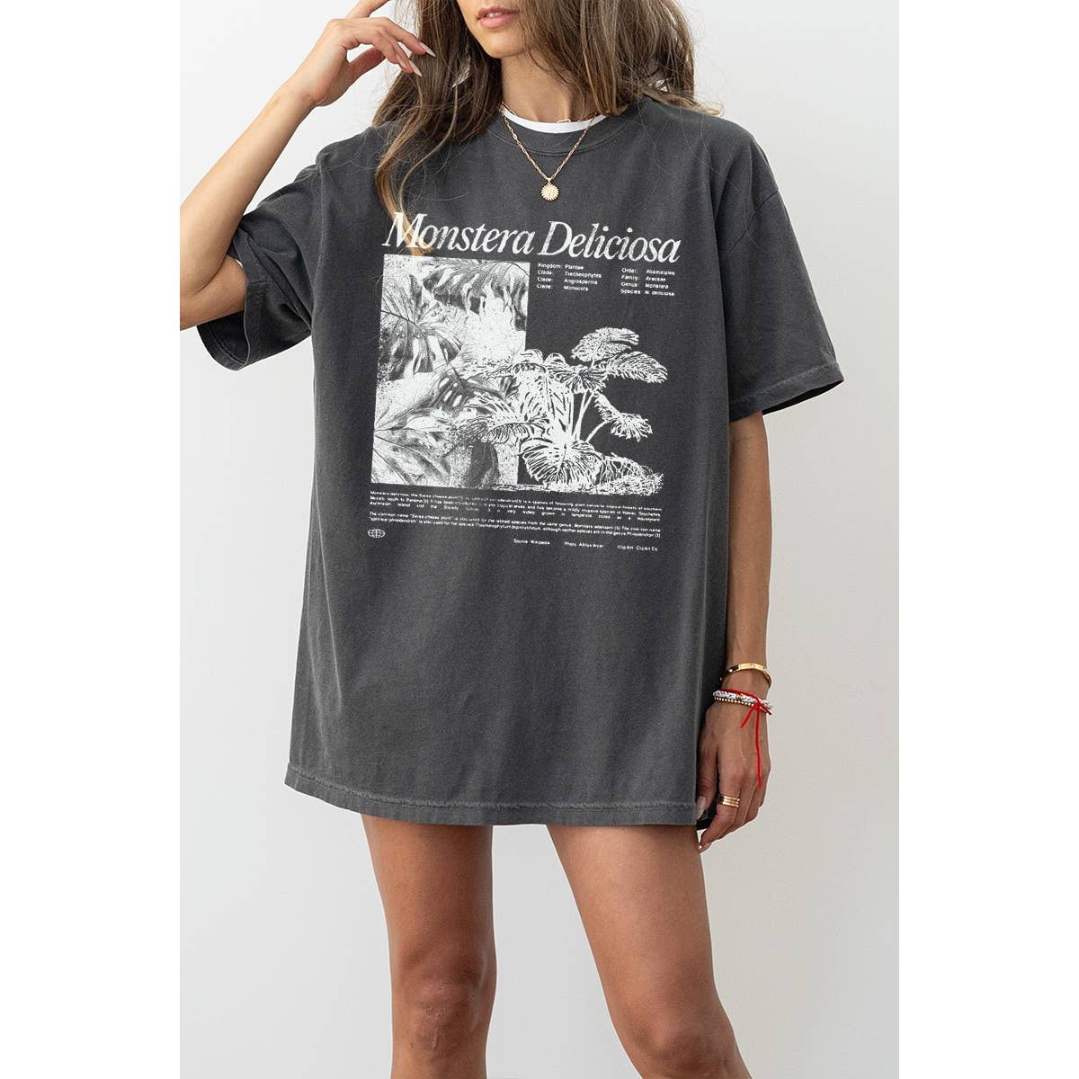 Monstera Deliciosa Vintage Graphic Oversized Tee Hoodie, Sweatshirt | PodTeesHub.com