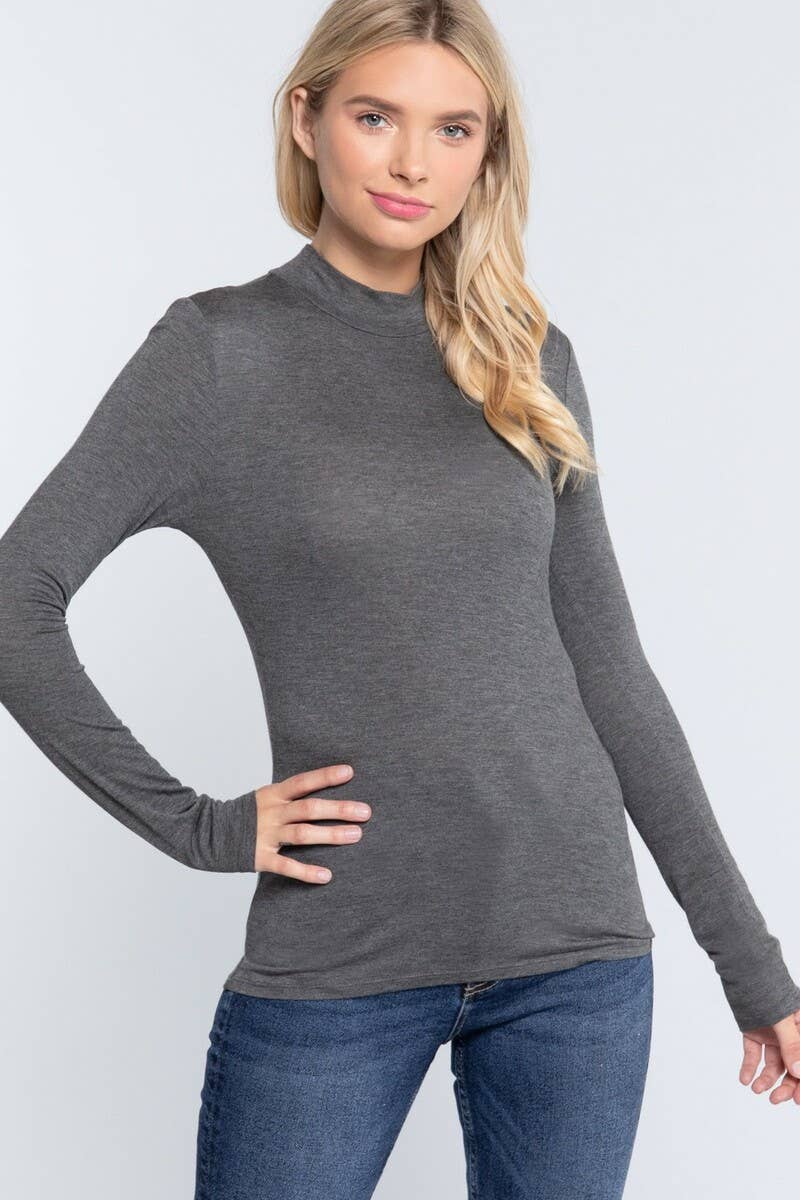 .._ SI-21223 Long Sleeve Mock Neck Fitted Rayon Jersey Top T-Shirts, Hoodie, Sweatshirt | PodTeesHub.com
