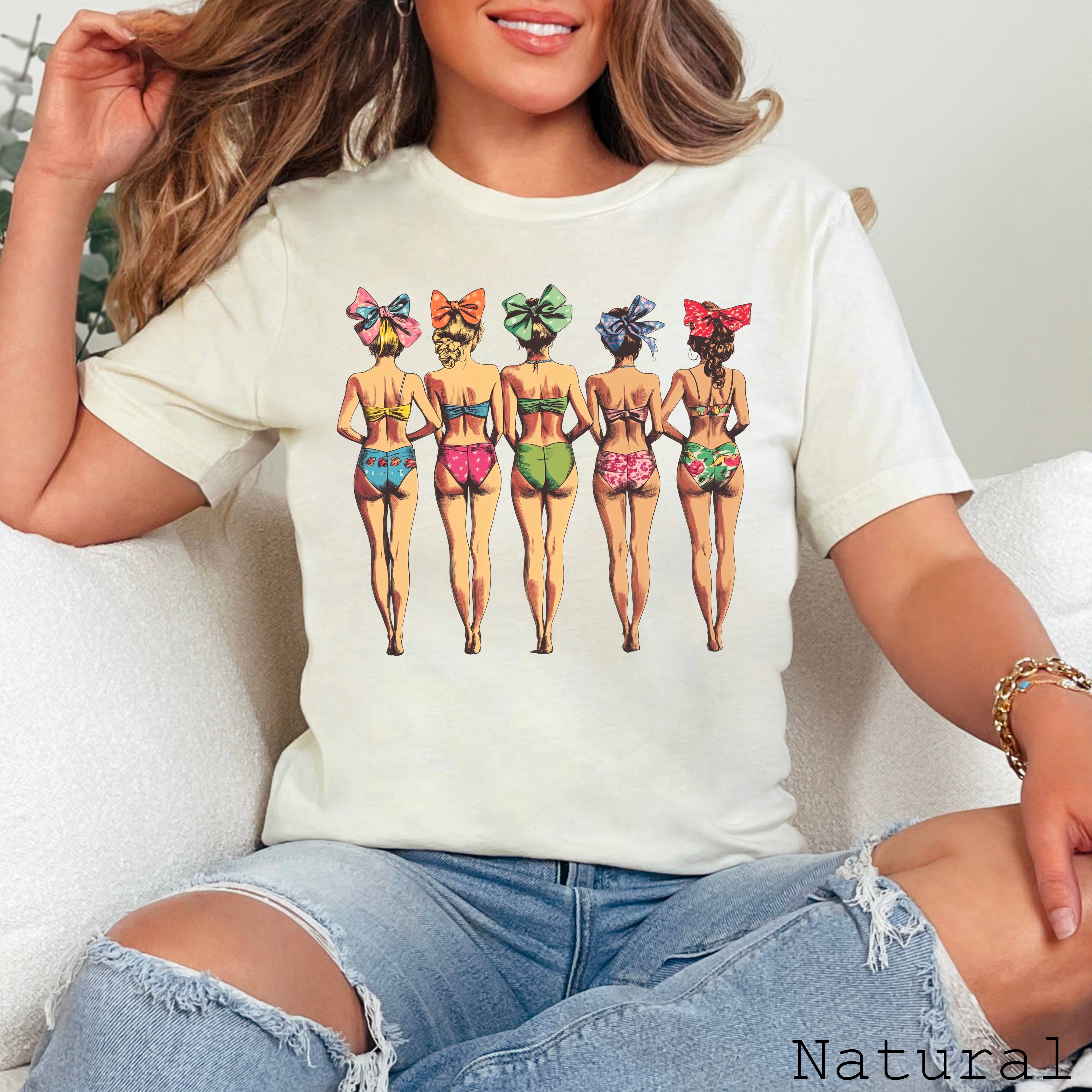 Vintage Beach Bikini Girls Retro Graphic Tee  | Bella Canvas Hoodie, Sweatshirt | PodTeesHub.com