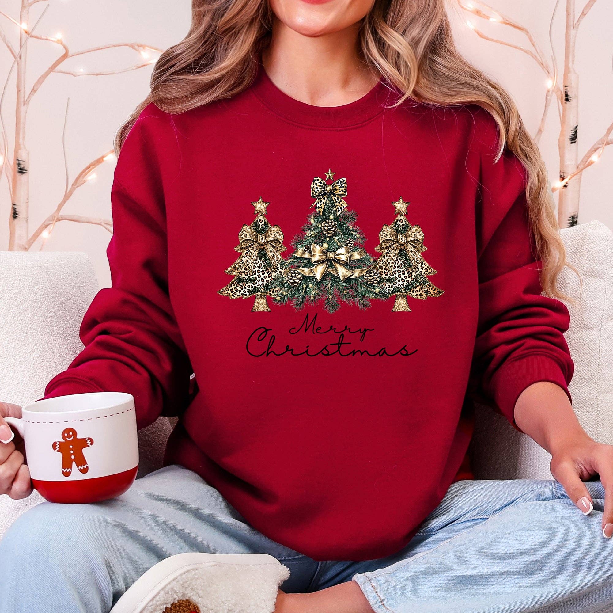 Merry Christmas, Christmas Trees Ribbons, Bows Sweatshirt T-Shirts, Hoodie | PodTeesHub.com