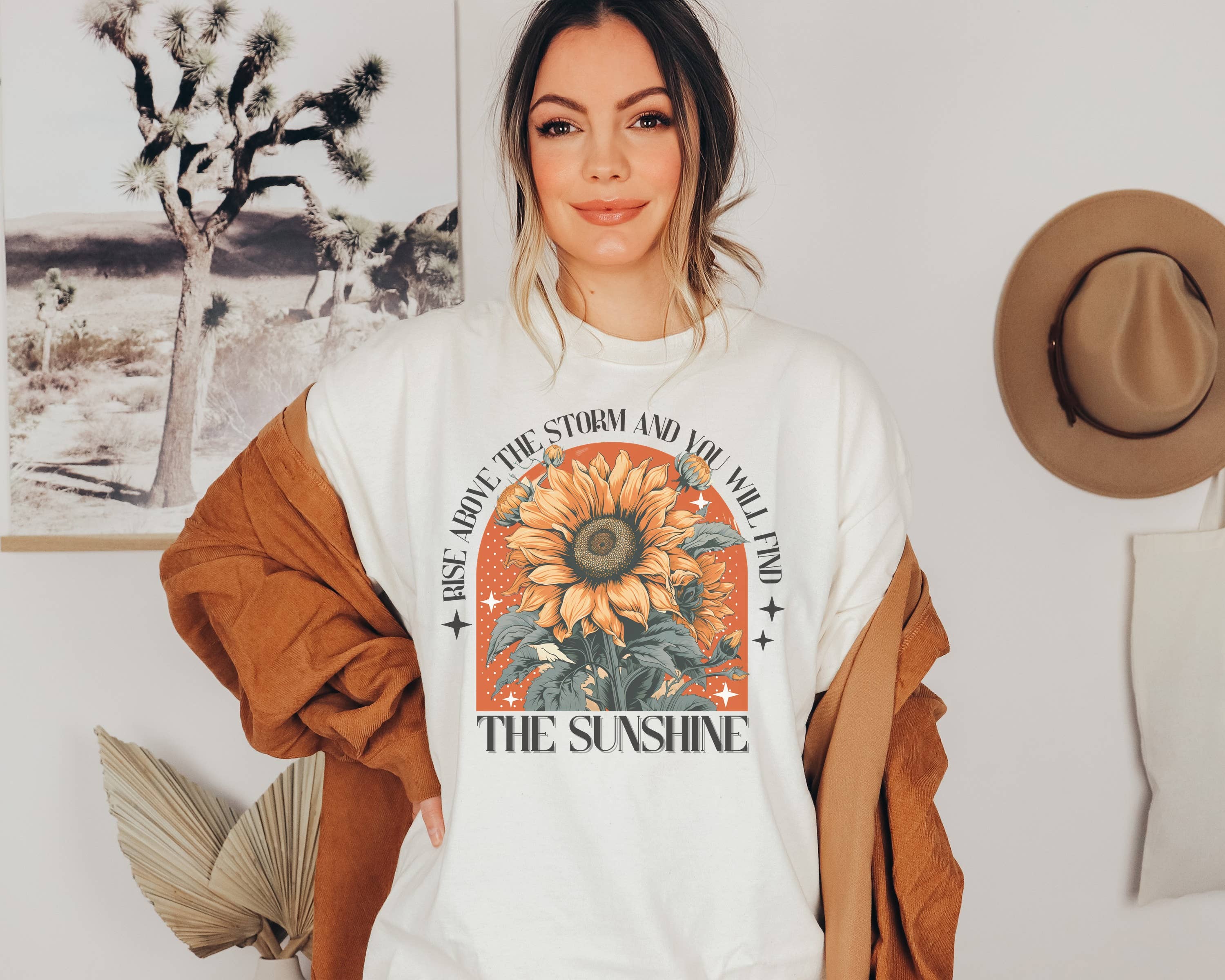 Rise Above the Storm Sunflower Graphic Tee Hoodie, Sweatshirt | PodTeesHub.com
