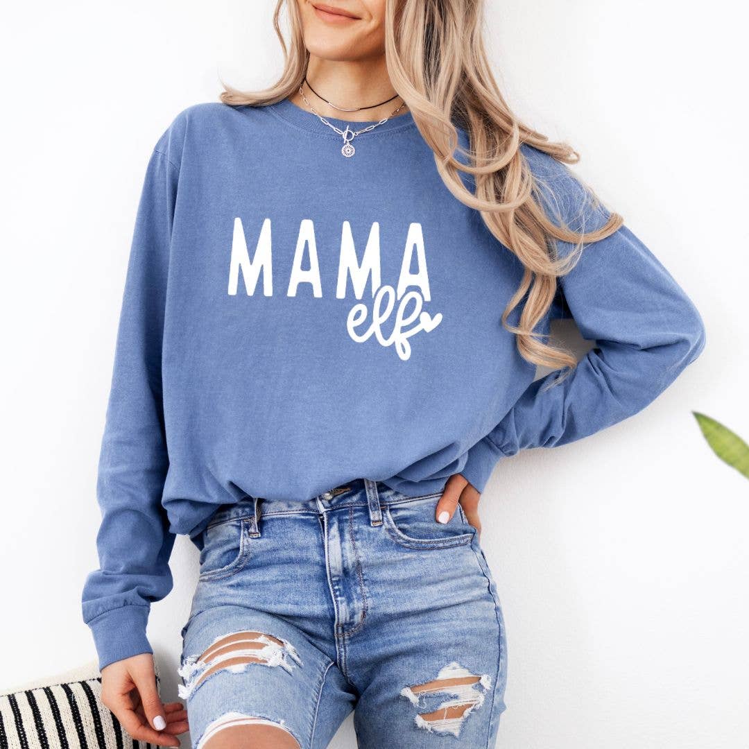 Mama Elf Christmas Long Sleeve Tee - Graphic Tee Hoodie, Sweatshirt | PodTeesHub.com