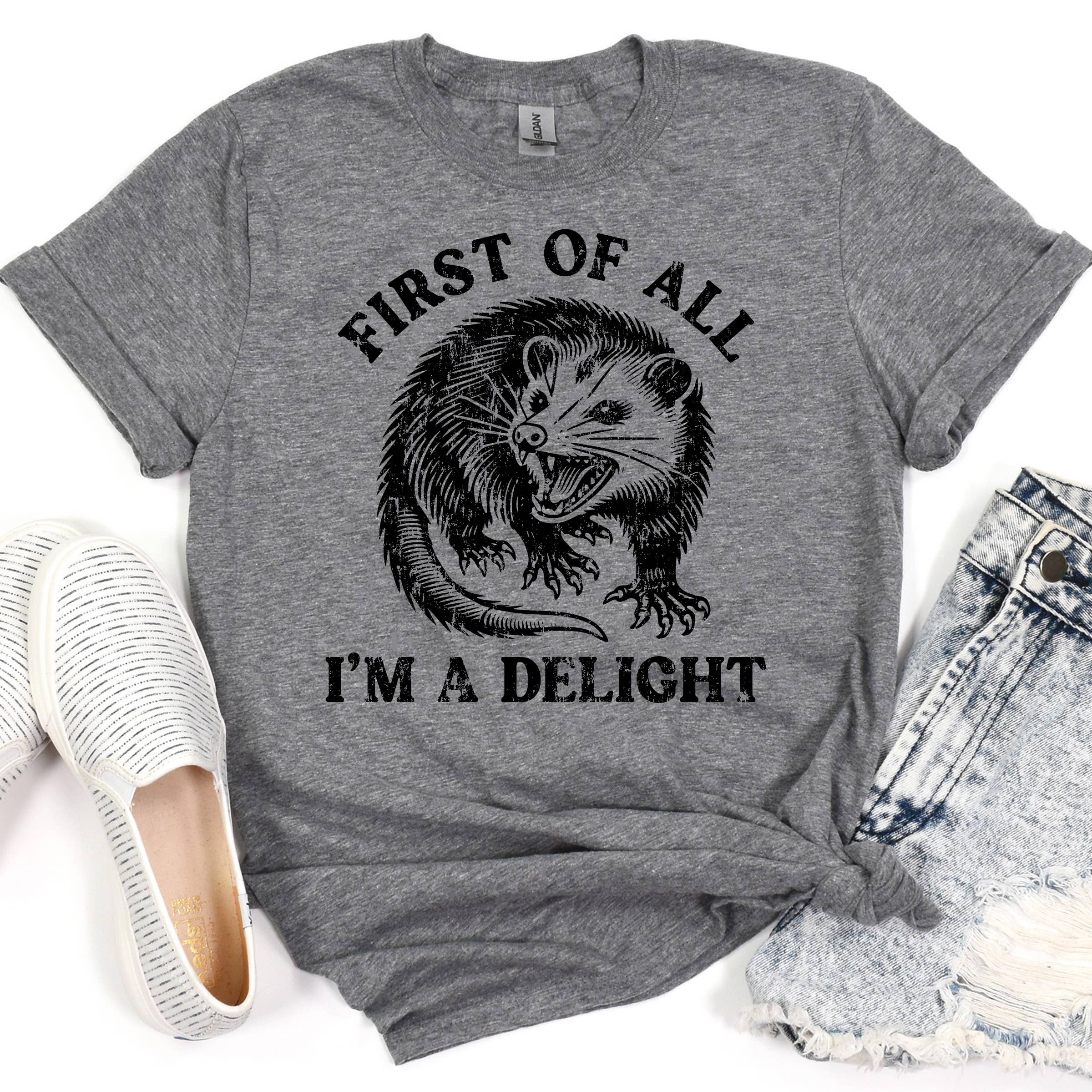 I'm A Delight Possum Funny Graphic Tee, Graphic Shirt Hoodie, Sweatshirt | PodTeesHub.com