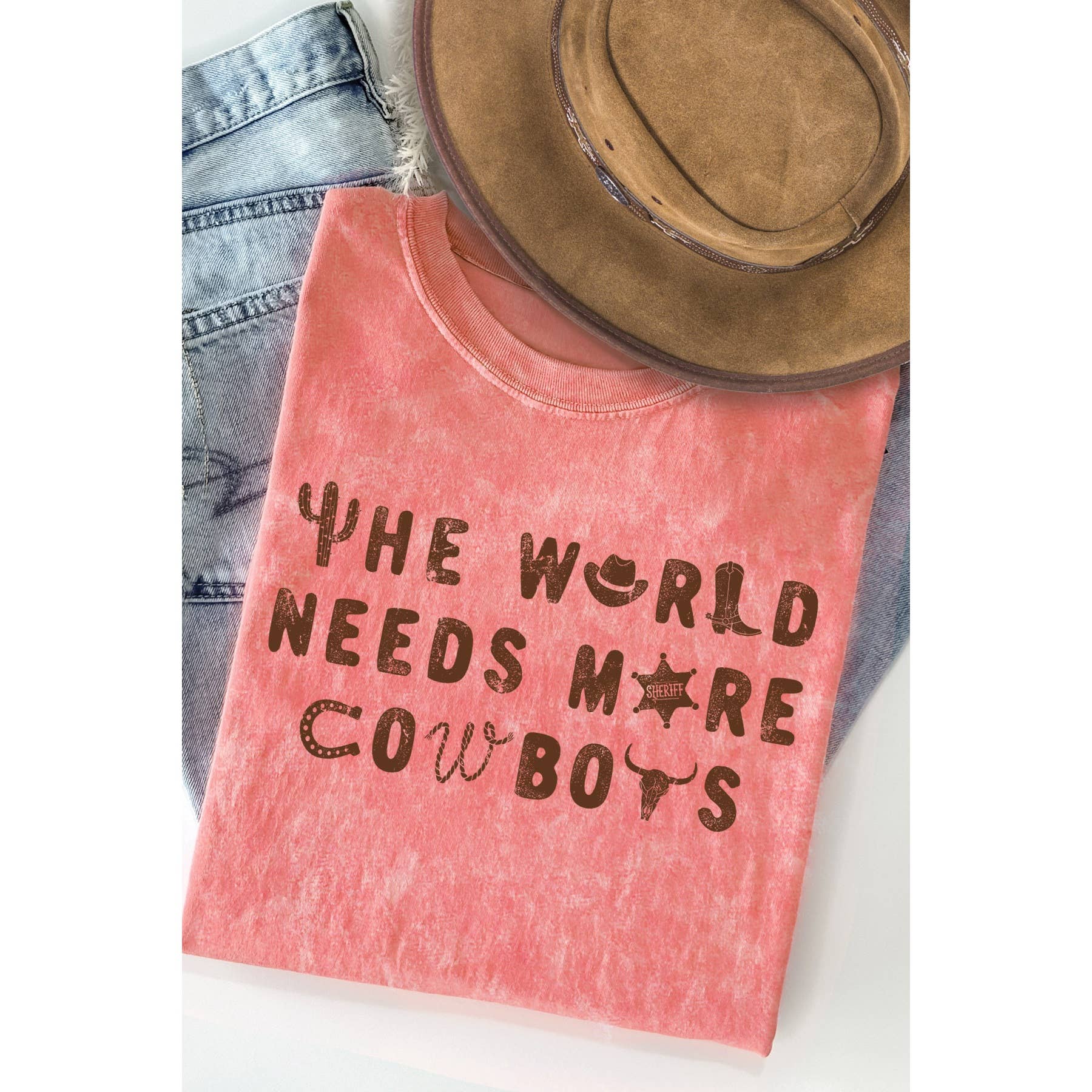 The World Needs More Cowboys Mineral Washed T Shirt Hoodie, Sweatshirt | PodTeesHub.com