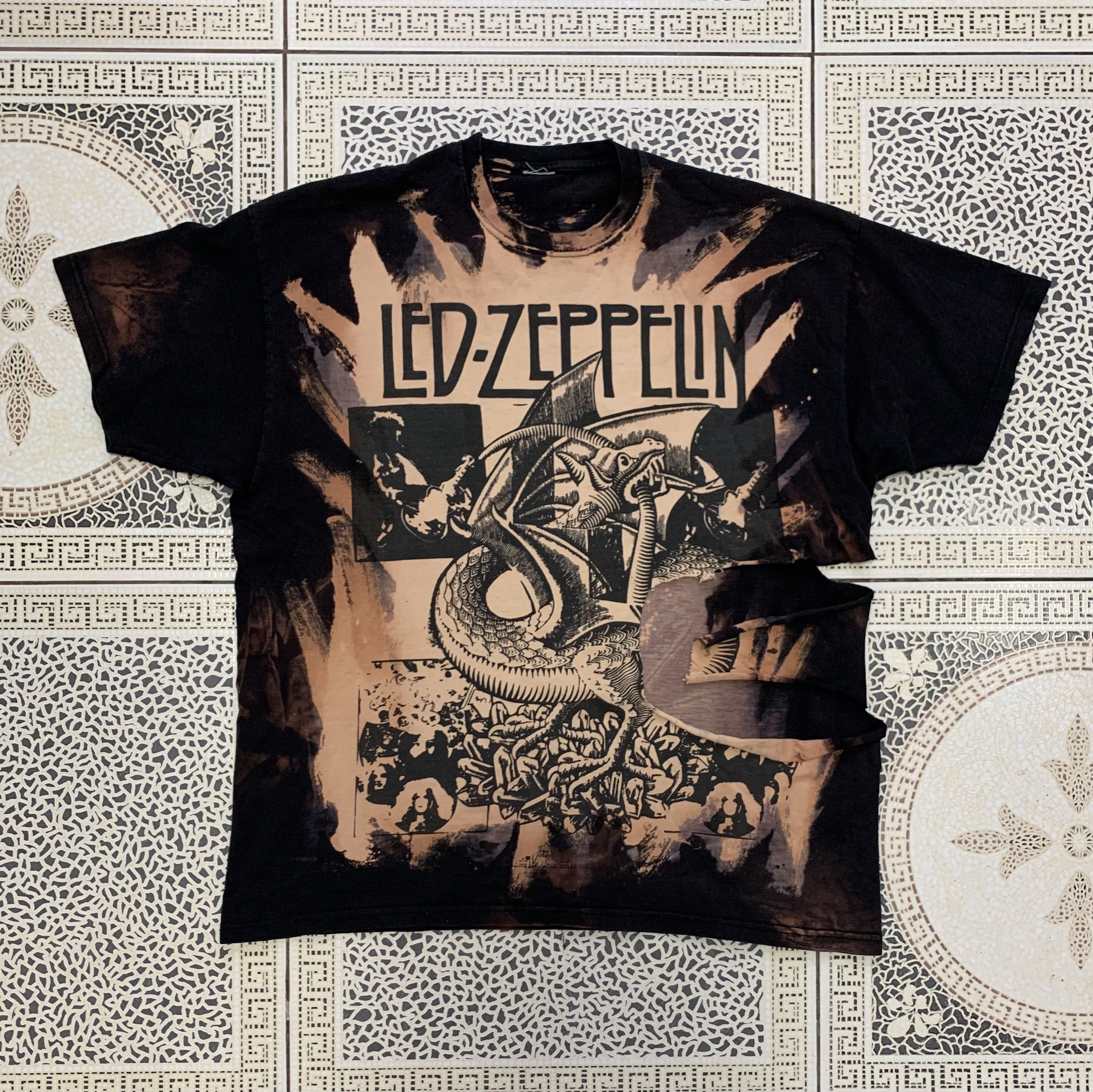 Led Zeppelin Vintage Tee All Over Print 90s Hoodie, Sweatshirt | PodTeesHub.com