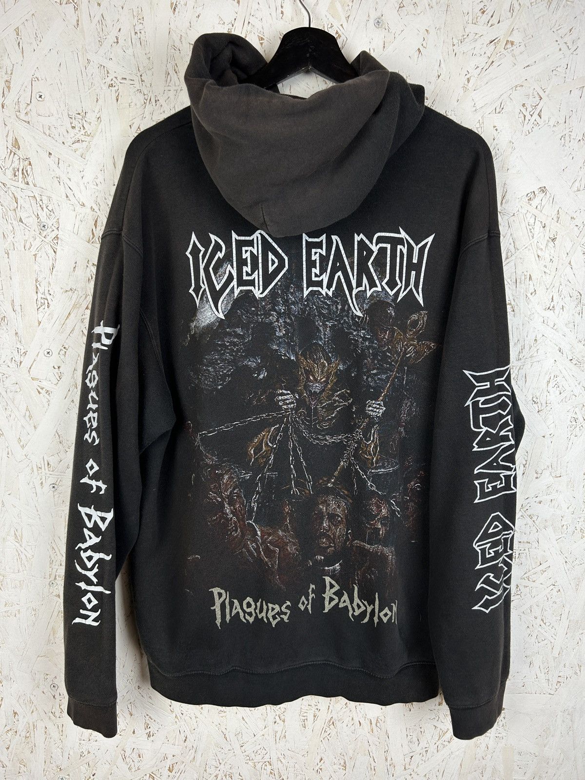 Band Tees Vintage Iced Earth Plagues Of Babylon Metal Zip Hoodie Xl Sweatshirt | PodTeesHub.com