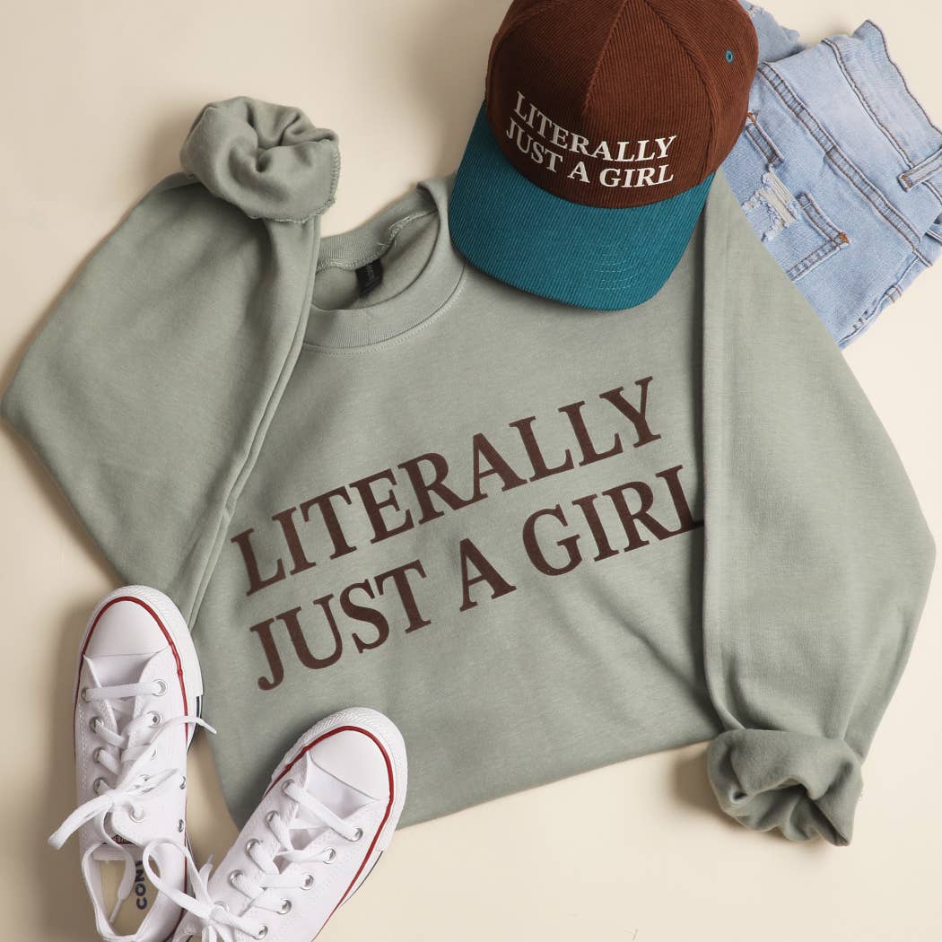 Literally Just A Girl Midweight Crewneck Sweatshirt T-Shirts, Hoodie | PodTeesHub.com