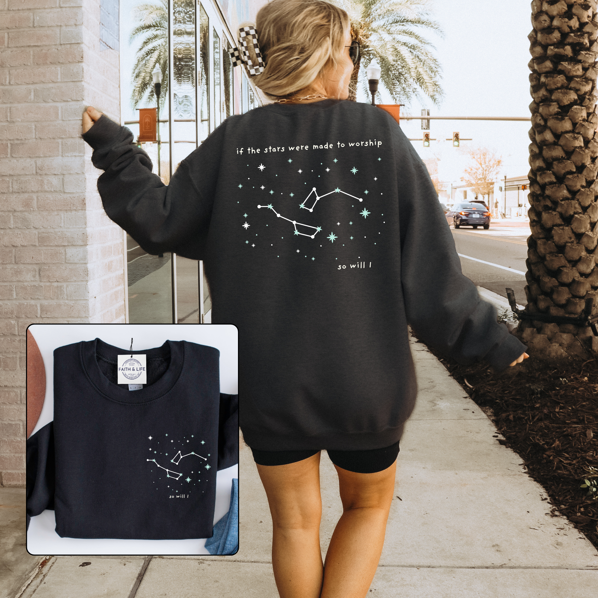 Christian Sweatshirt Stars Were Made To Worship So Will I T-Shirts, Hoodie | PodTeesHub.com