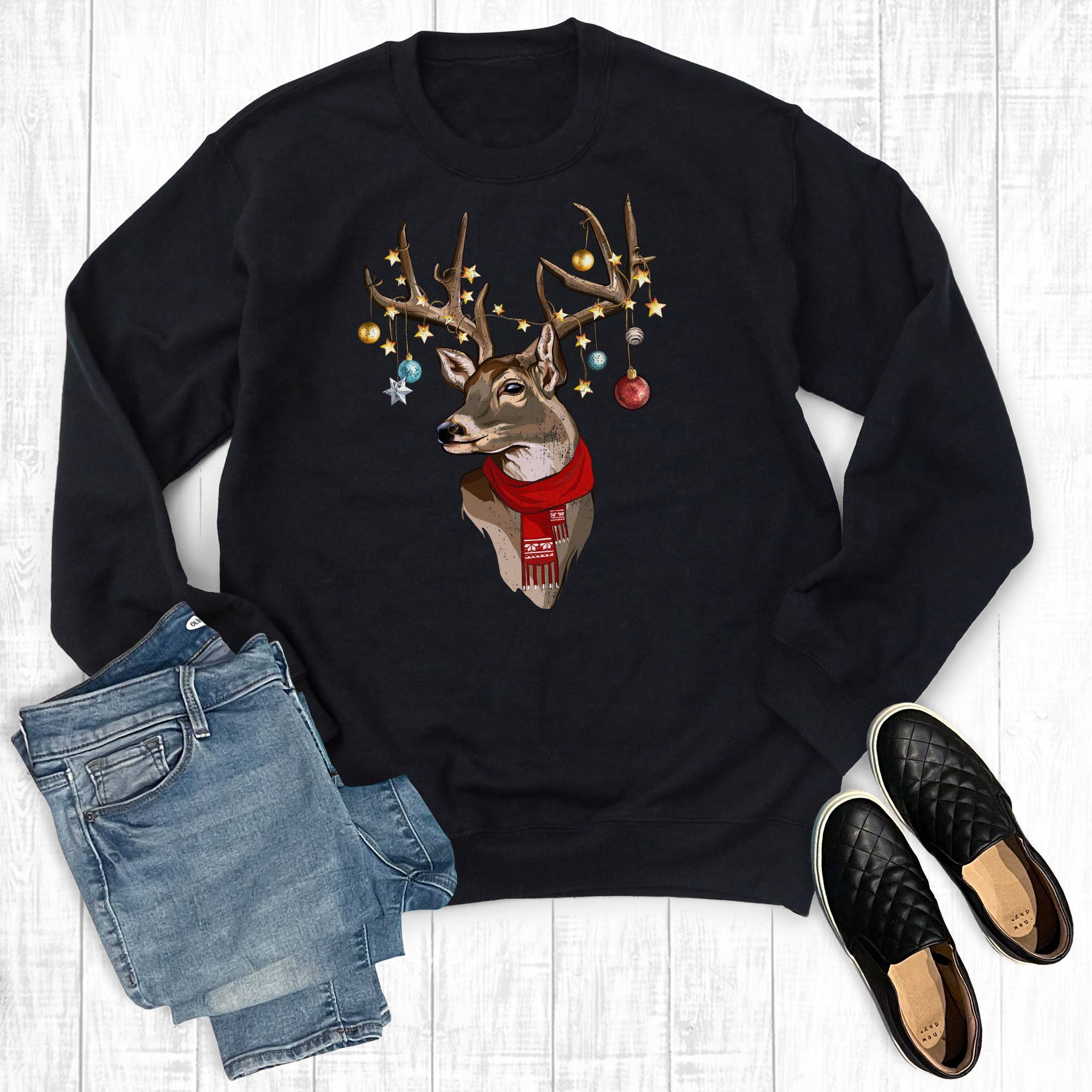 Merry Christmas Deer Sweatshirt T-Shirts, Hoodie | PodTeesHub.com