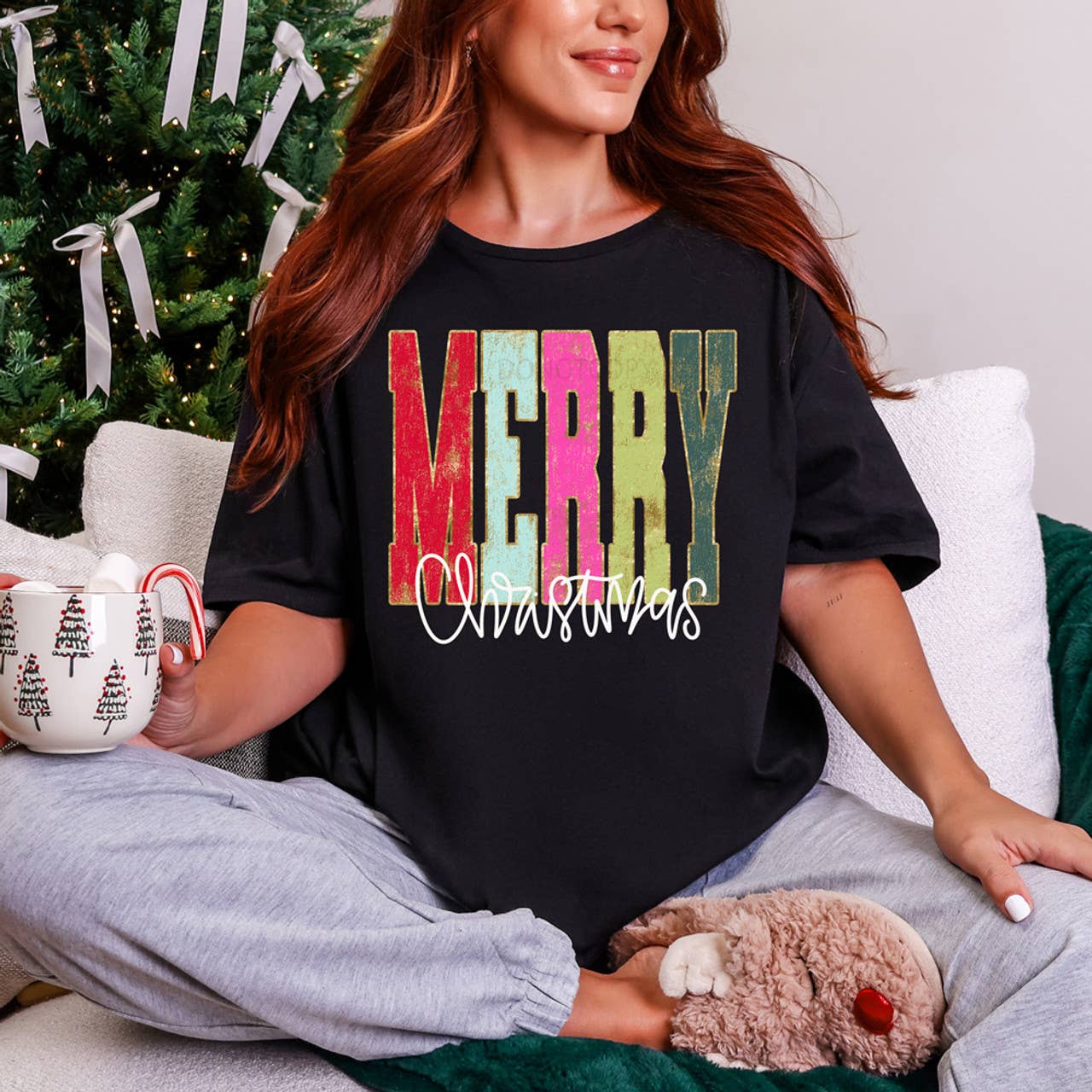 Bold Colorful Merry Christmas Tee Hoodie, Sweatshirt | PodTeesHub.com