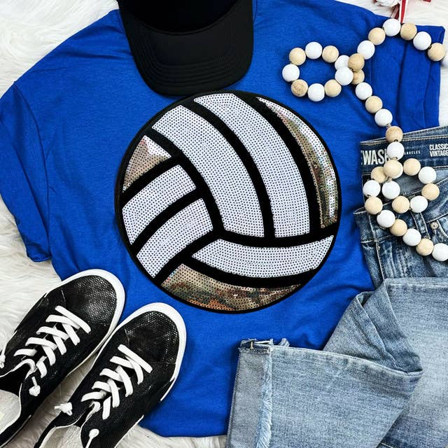 Sequin Volleyball Chenille Patch Everyday Tee Hoodie, Sweatshirt | PodTeesHub.com