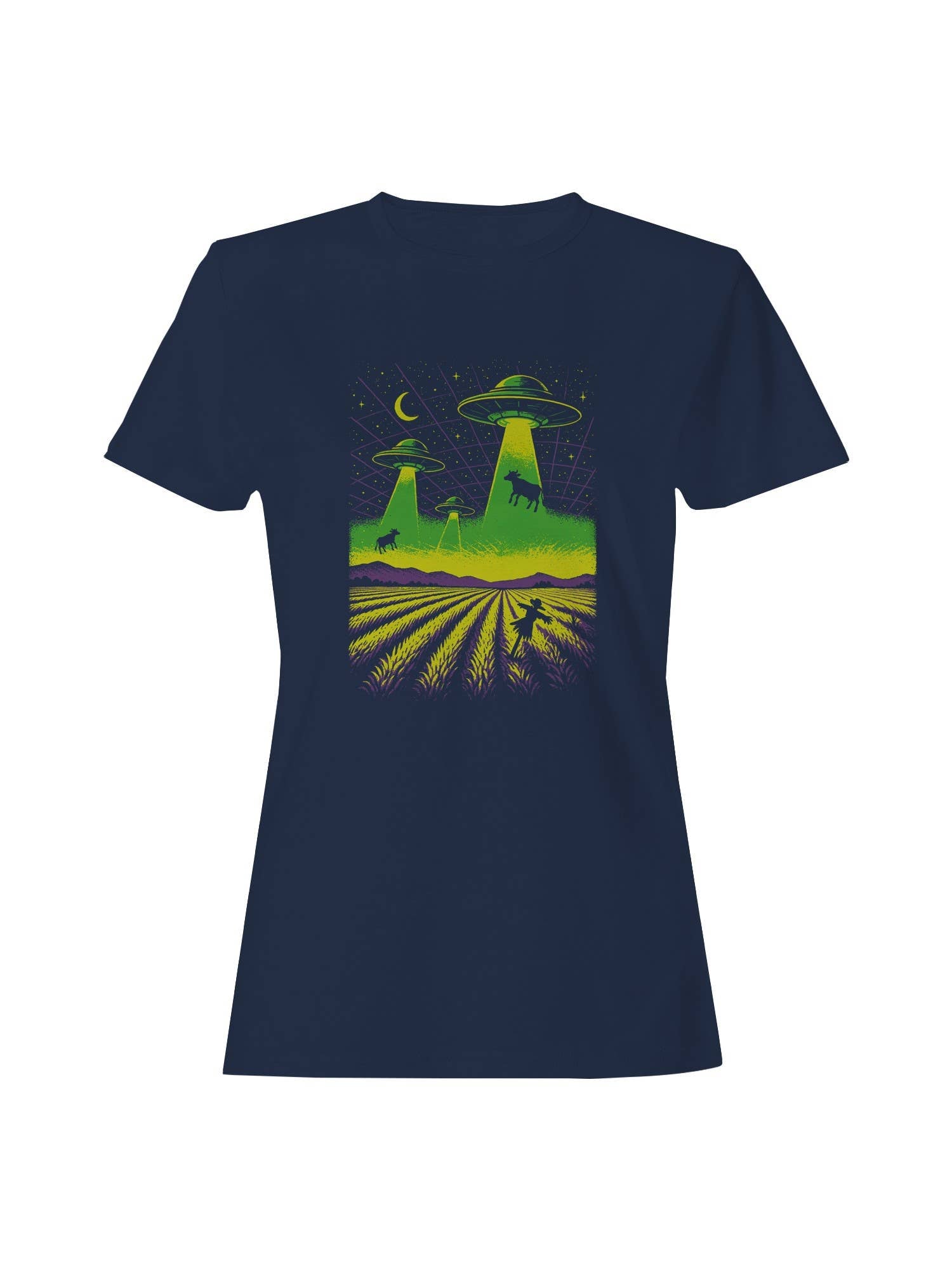 Alien Cow Abduction Fields Women's T-Shirt Hoodie, Sweatshirt | PodTeesHub.com