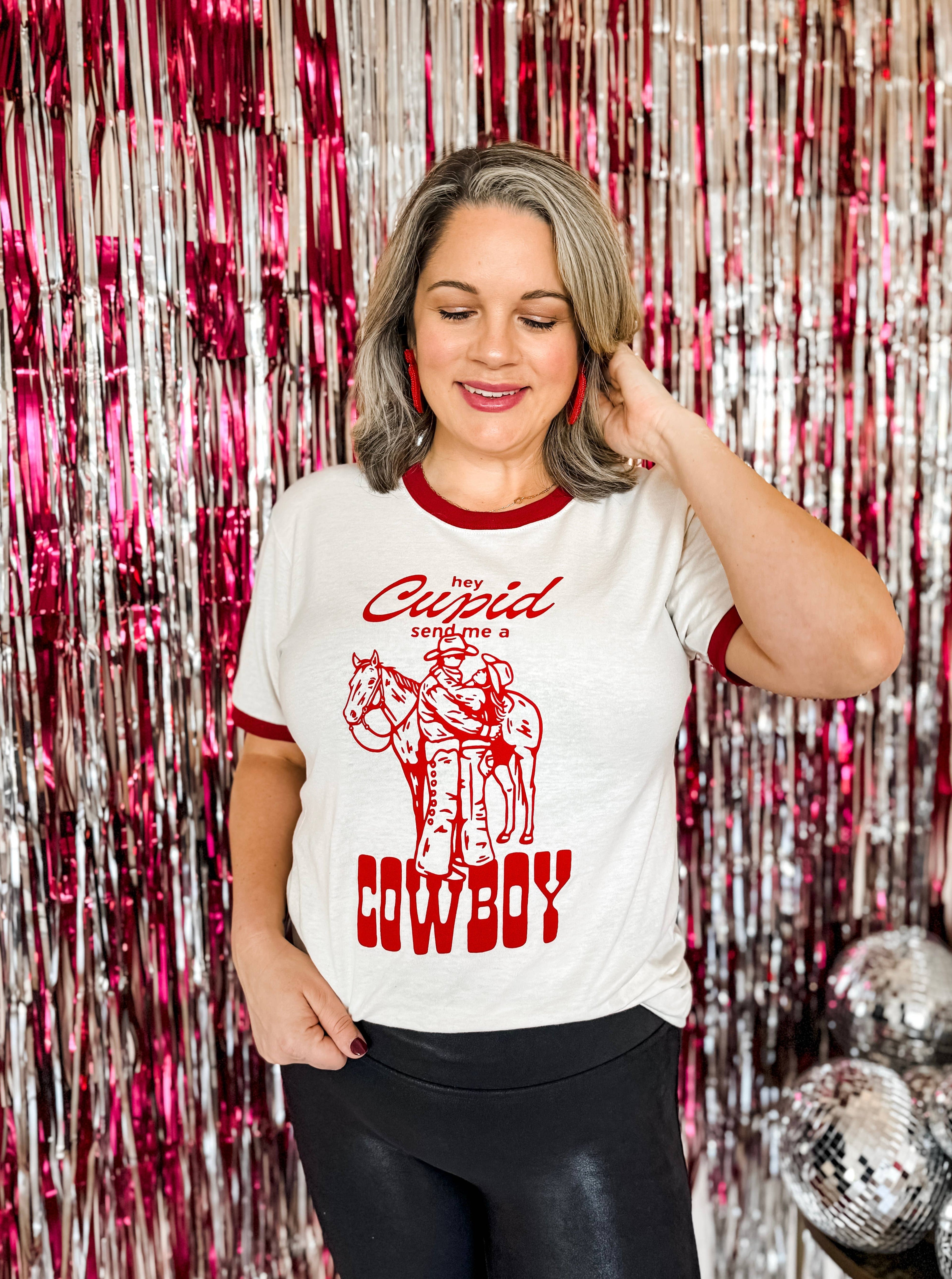 Hey Cupid Send Me A Cowboy Valentine Shirt, Valentine's Tee Hoodie, Sweatshirt | PodTeesHub.com