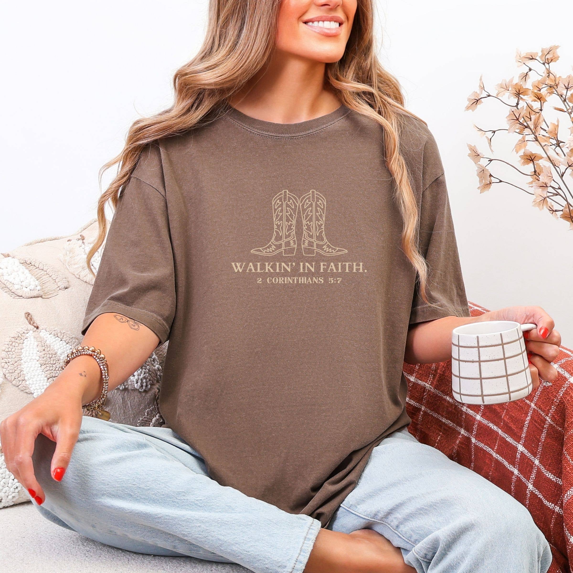 Walk in Faith Christian Western Spring Floral Graphic Tee Hoodie, Sweatshirt | PodTeesHub.com