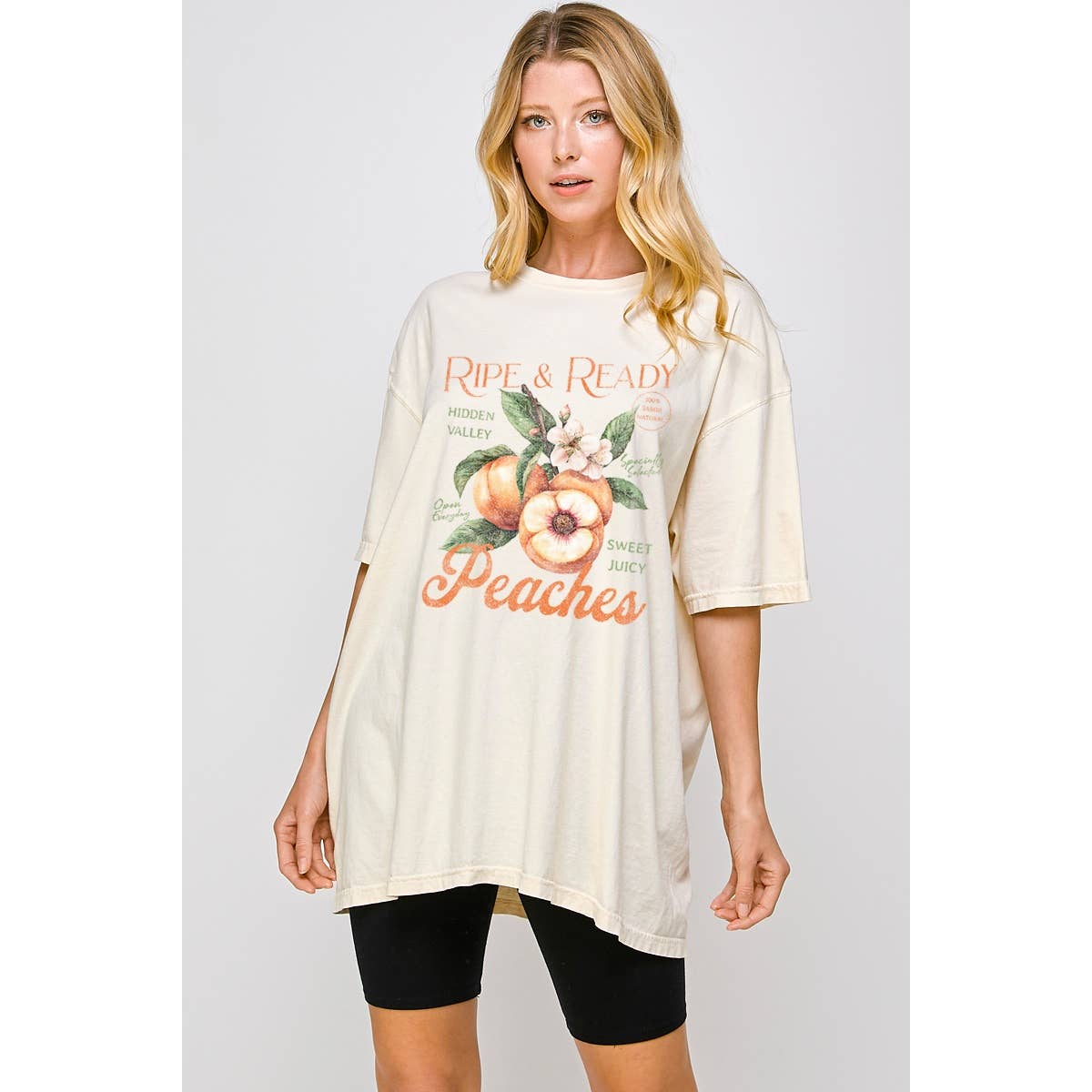 Peaches Vintage Graphic Oversized Tee Hoodie, Sweatshirt | PodTeesHub.com