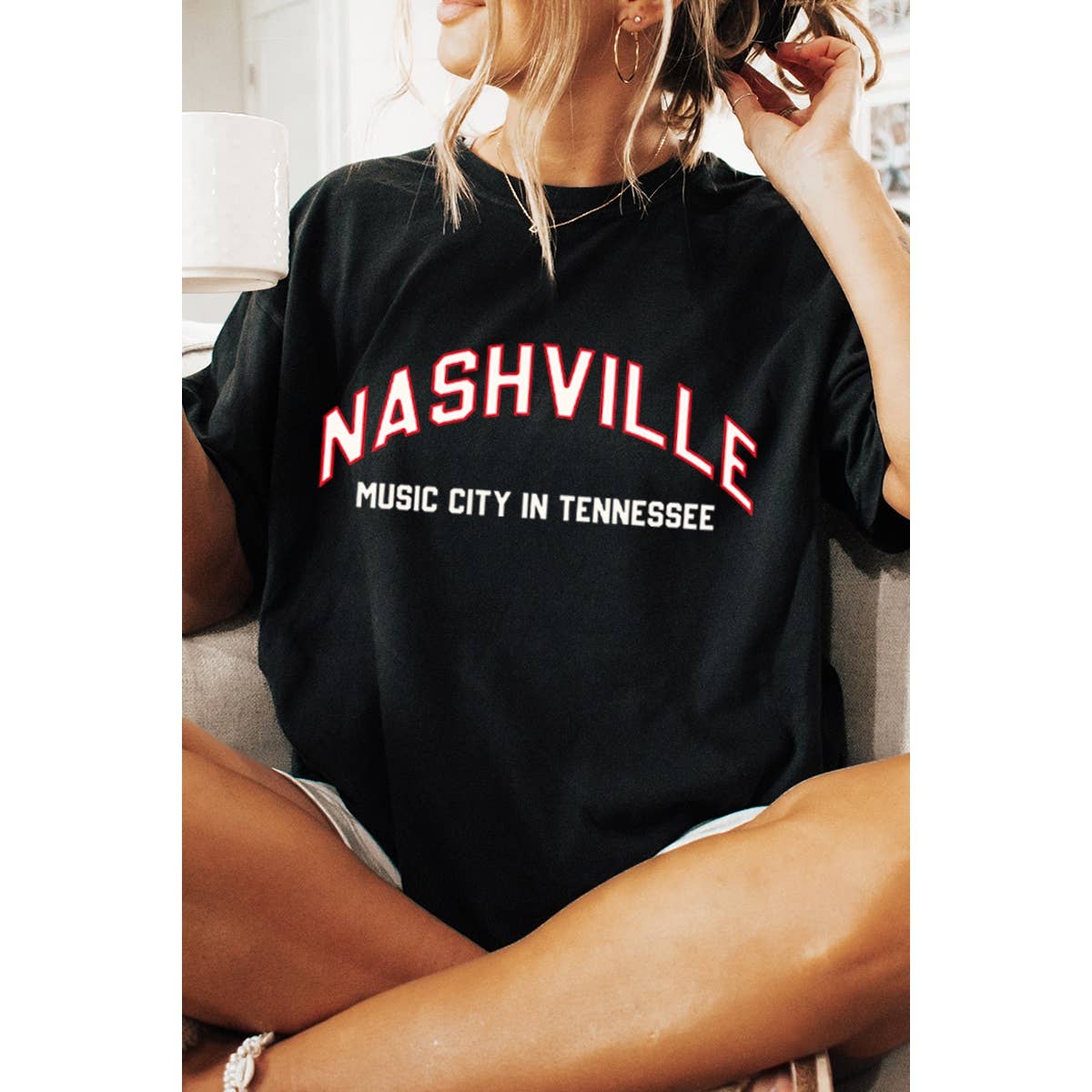 Nashville Puff Graphic Oversized Tee Hoodie, Sweatshirt | PodTeesHub.com