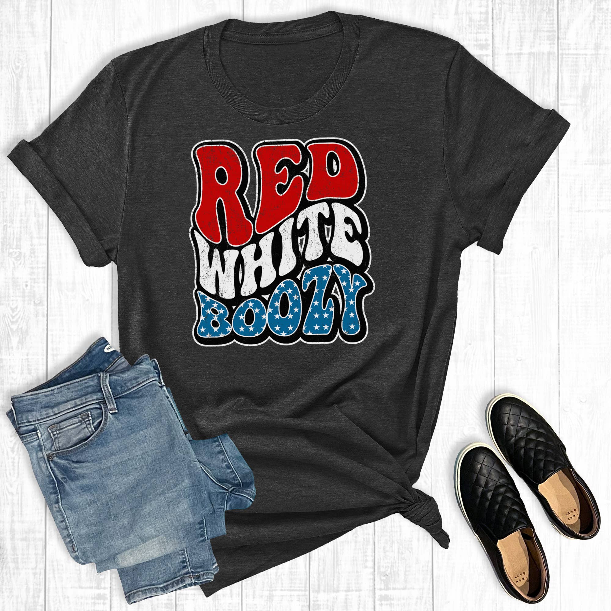July 4th Retro Red White Boozy Graphic Tee Hoodie, Sweatshirt | PodTeesHub.com