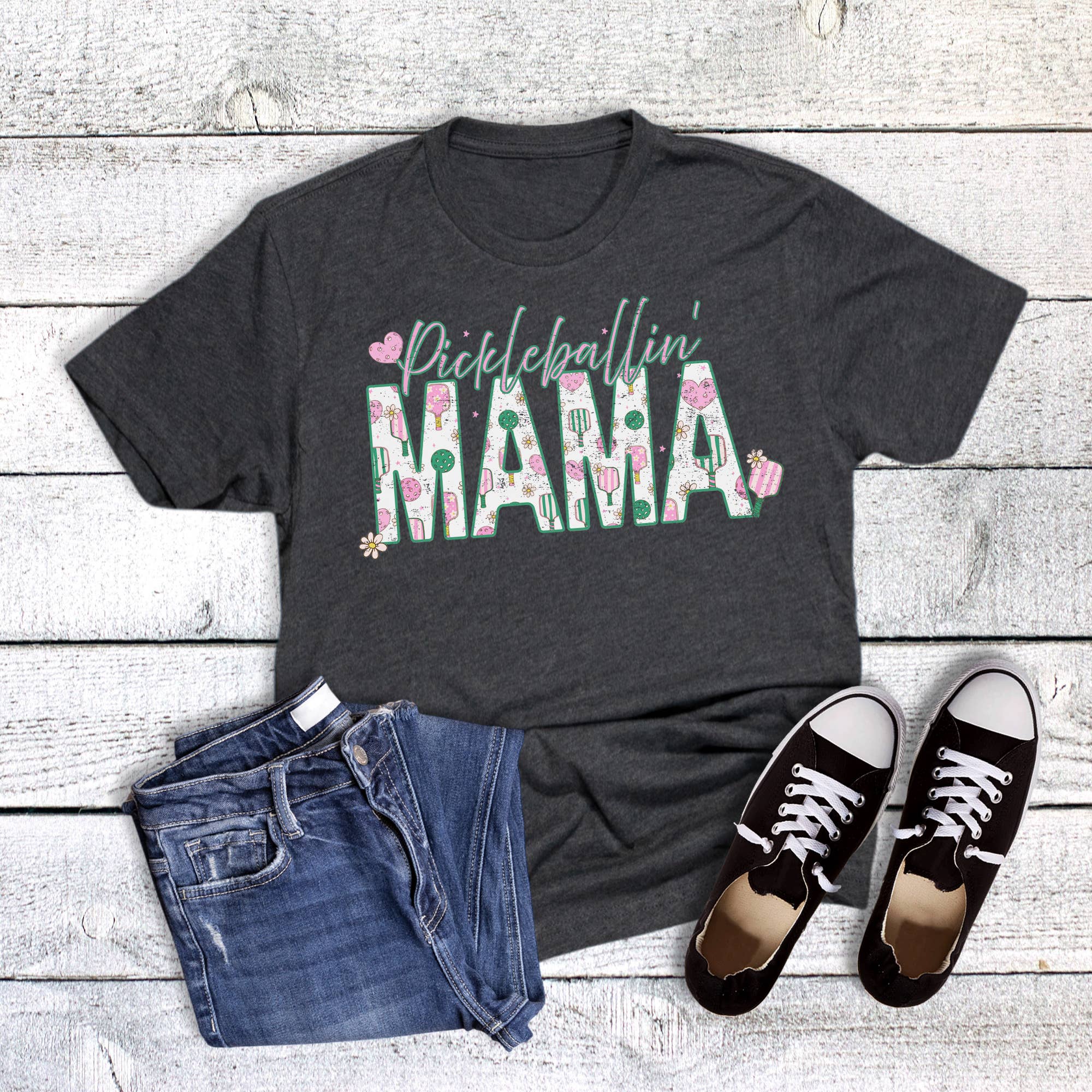Preppy Pickleballin' Mama Graphic Tee Hoodie, Sweatshirt | PodTeesHub.com