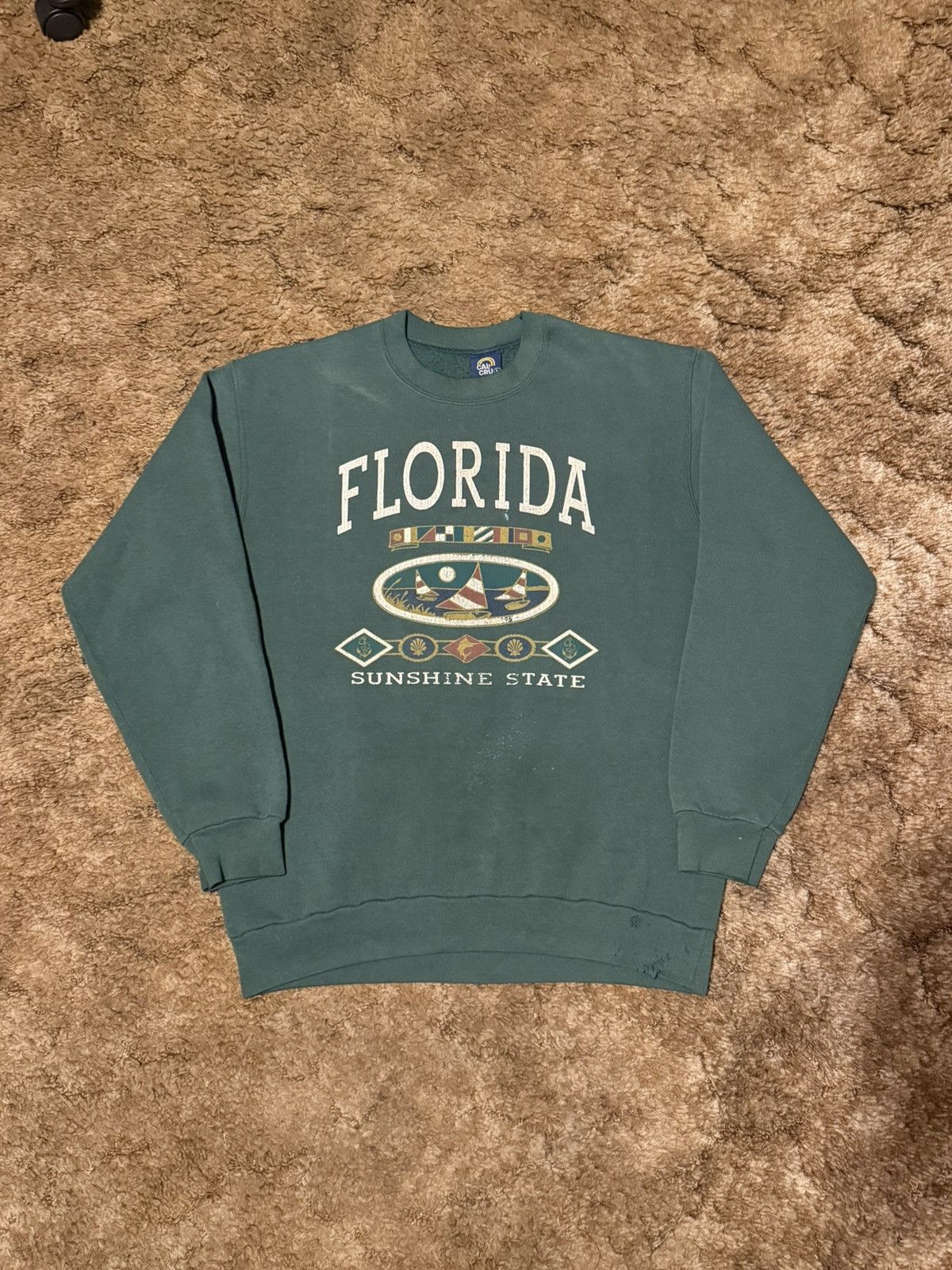 Vintage Florida Crewneck Sweatshirt Green Large T-Shirts, Hoodie | PodTeesHub.com