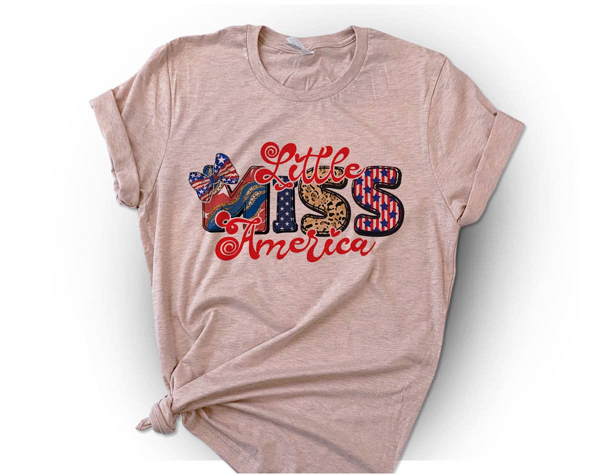 Little Miss America -  USA Fun July 4th Patriotic T-Shirt Hoodie, Sweatshirt | PodTeesHub.com