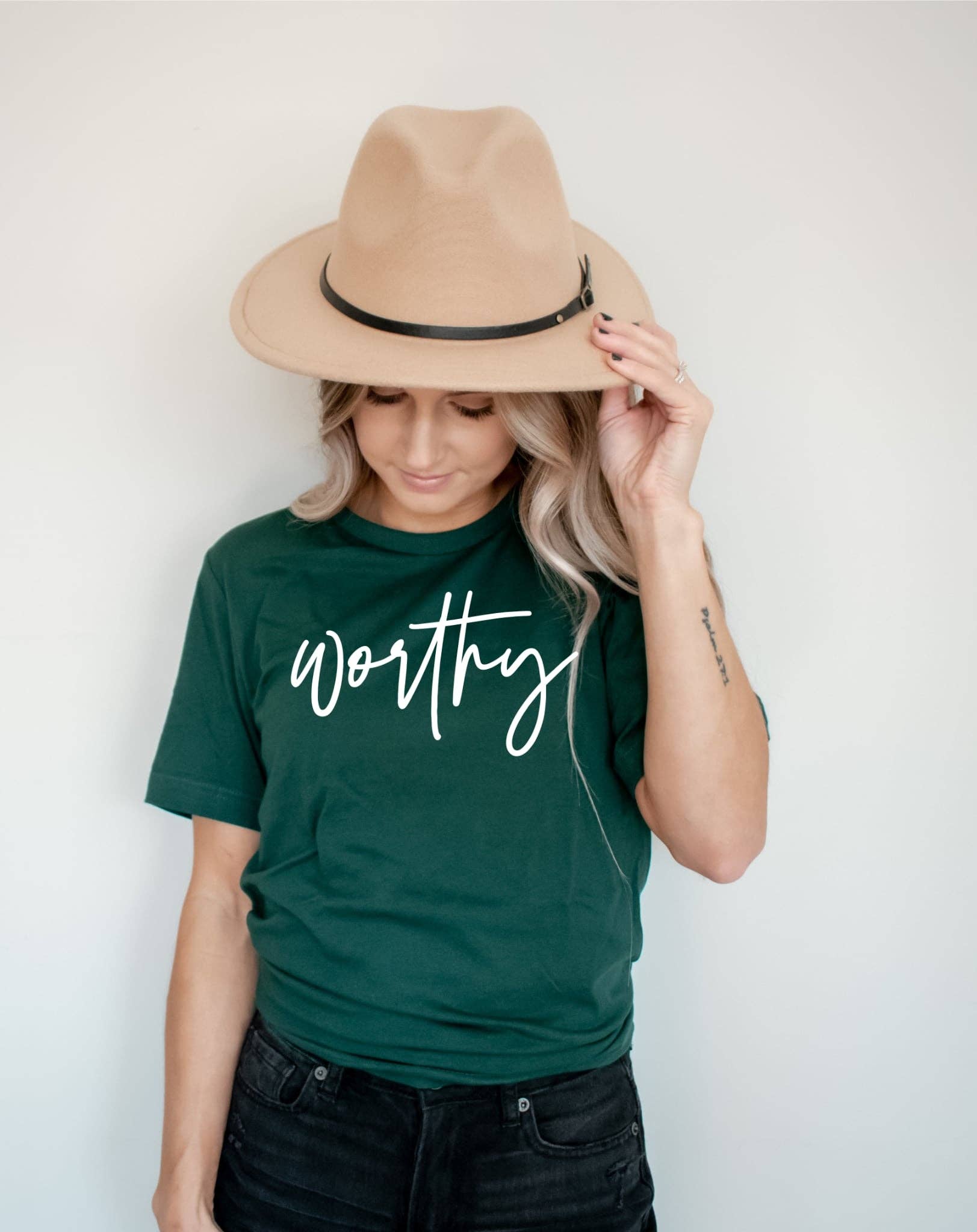 Christian Worthy Bella Hunter Green Graphic Tee Free Ship Hoodie, Sweatshirt | PodTeesHub.com
