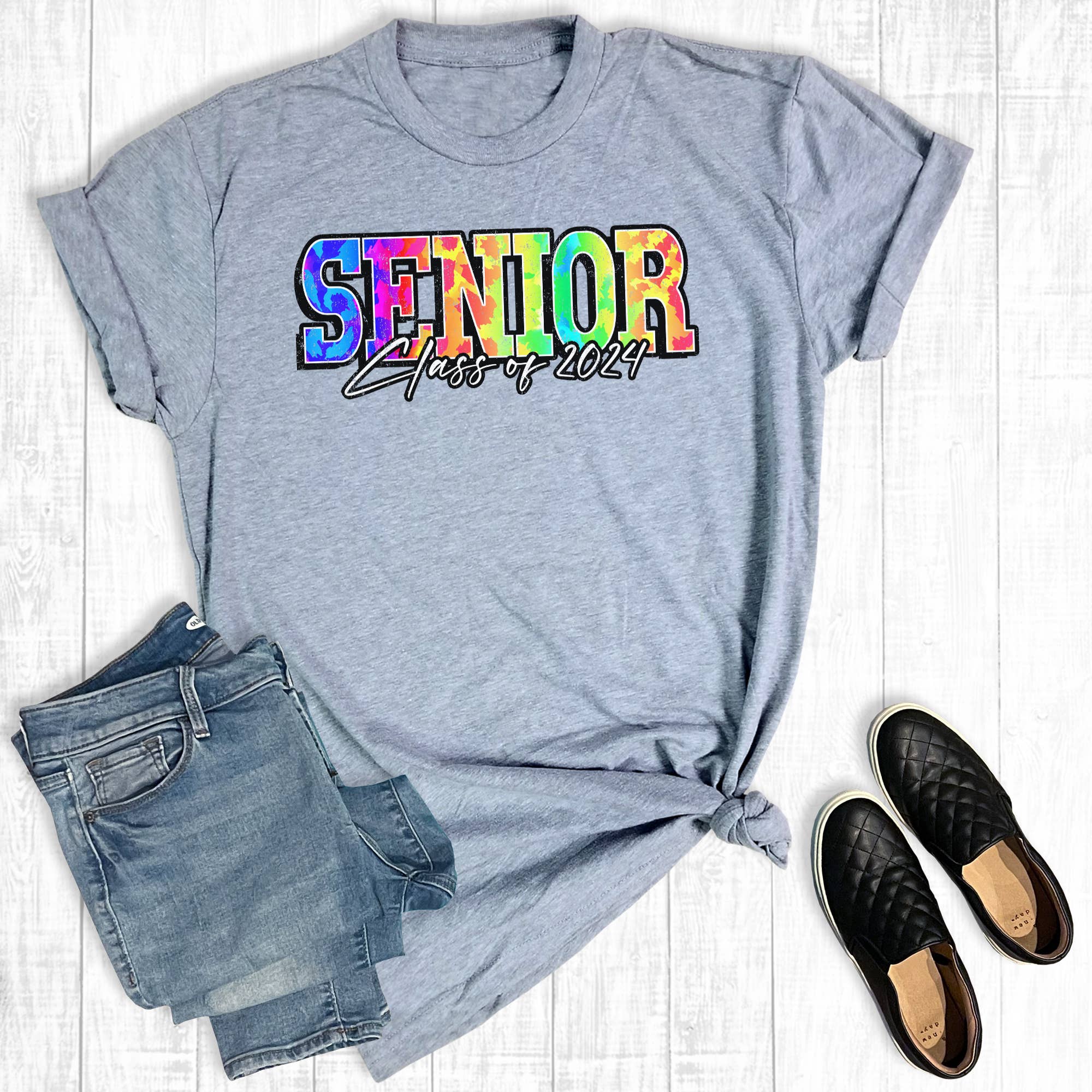 Tie Dye Class of Senior 2024 Graphic Tee Hoodie, Sweatshirt | PodTeesHub.com