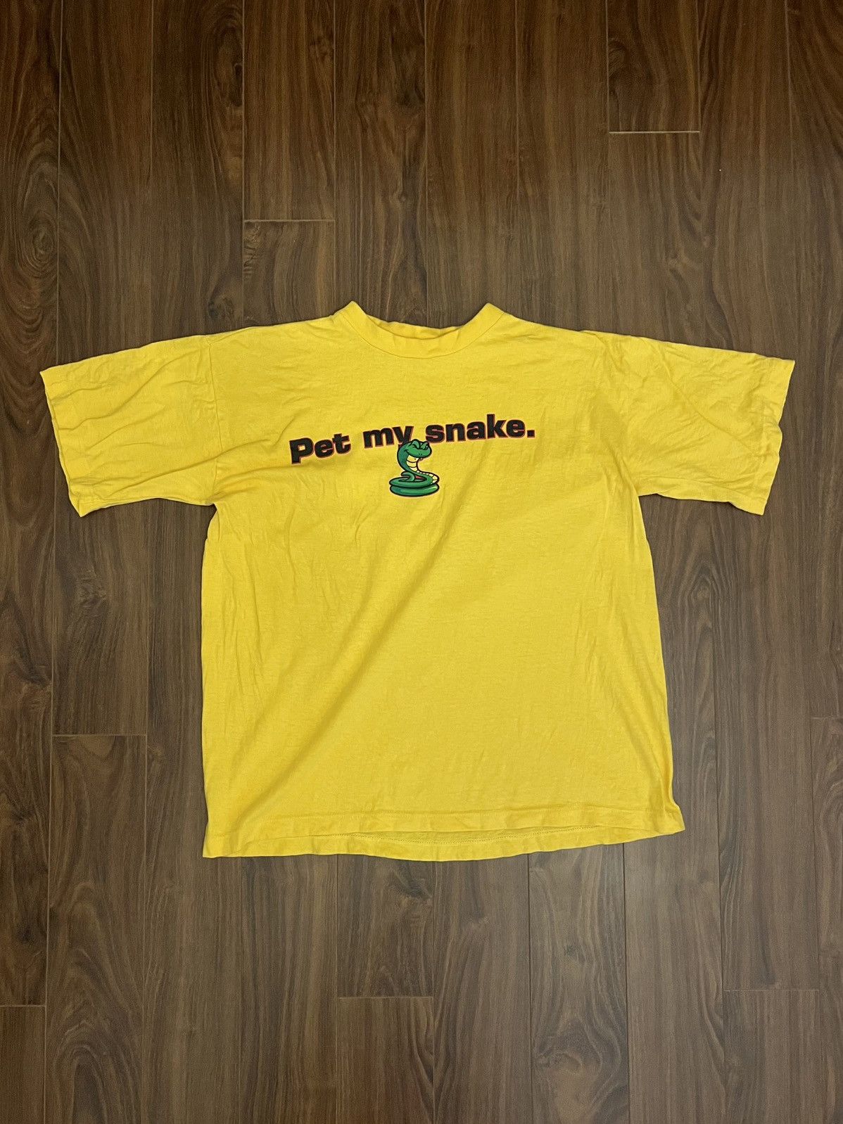 Vintage Joke Pet My Snake Graphic Tee In Yellow Hoodie, Sweatshirt | PodTeesHub.com