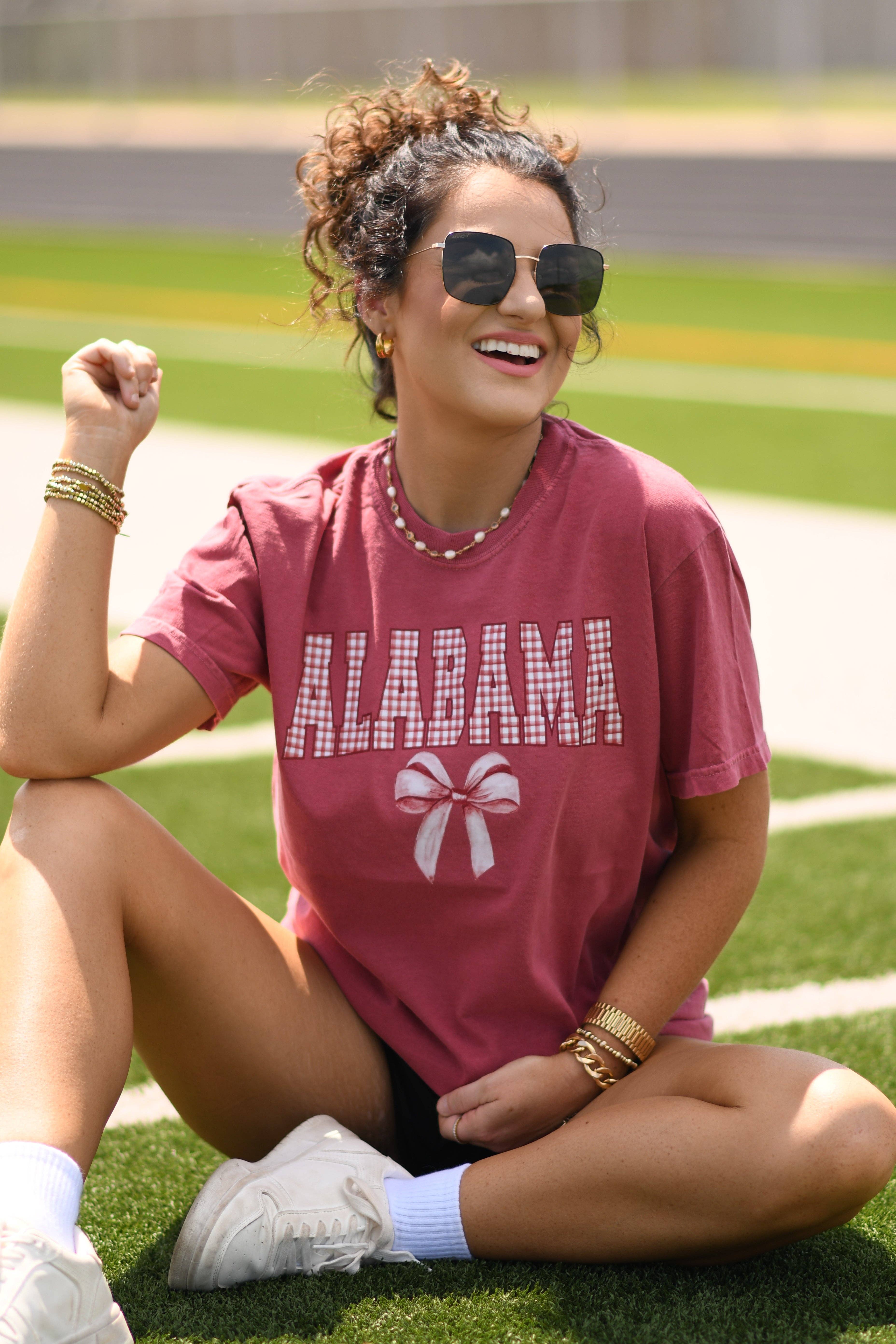Alabama Gingham Bow Tee Hoodie, Sweatshirt | PodTeesHub.com