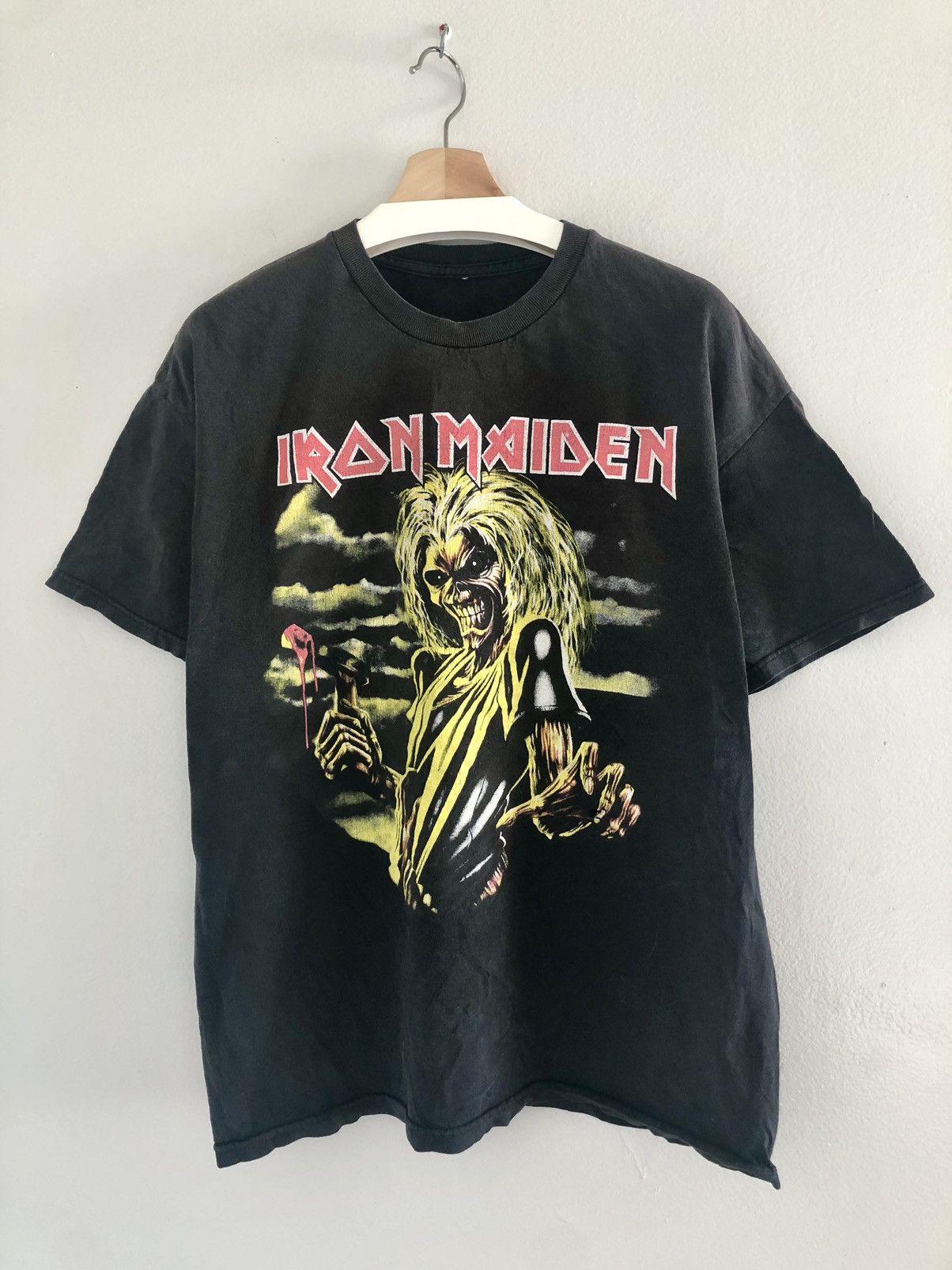 Band Tees Vintage Iron Maiden Killers Skull Vintage Tee Gray Large Hoodie, Sweatshirt | PodTeesHub.com