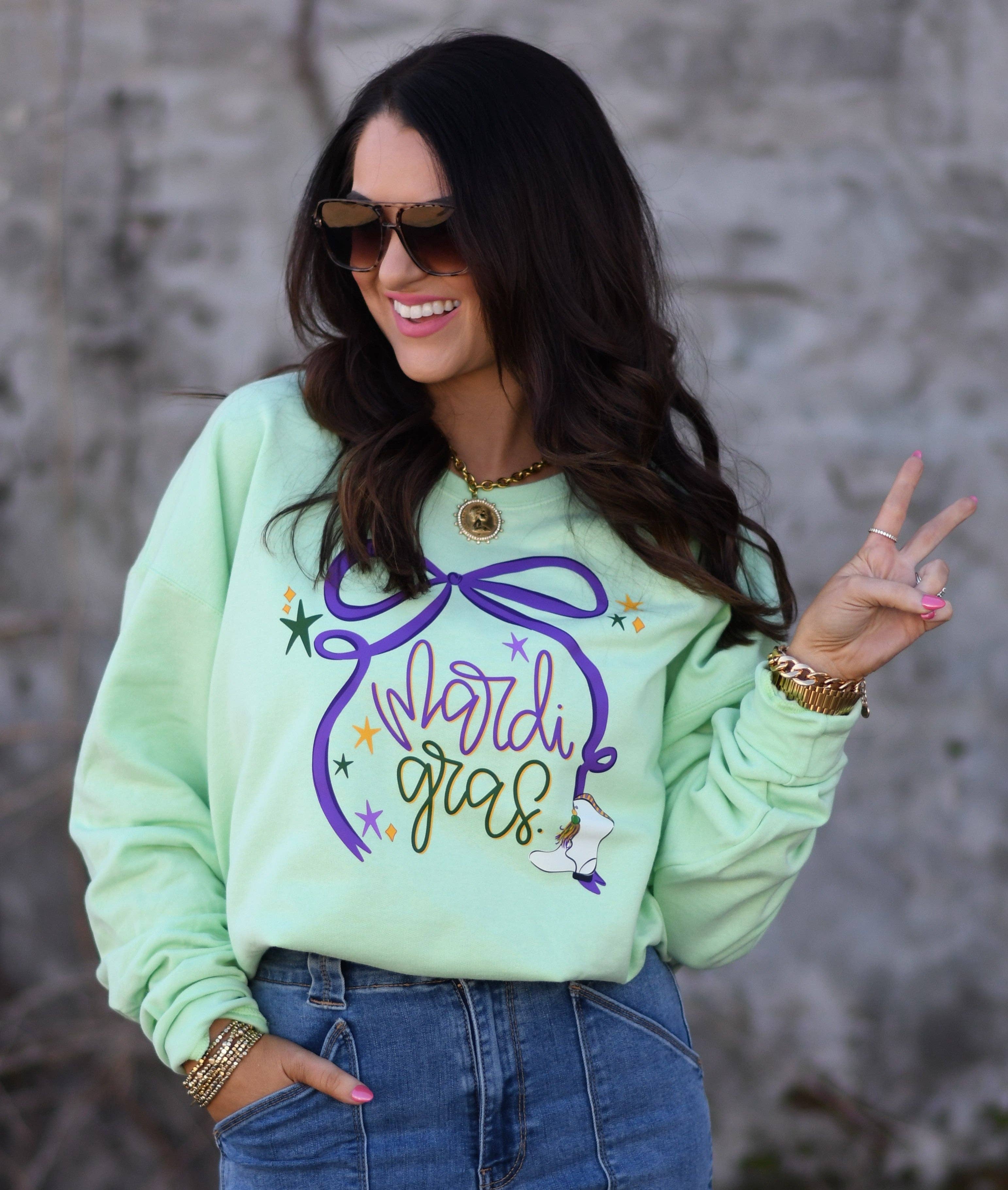 Mardi Gras Bow Sweatshirt/Tee Hoodie | PodTeesHub.com